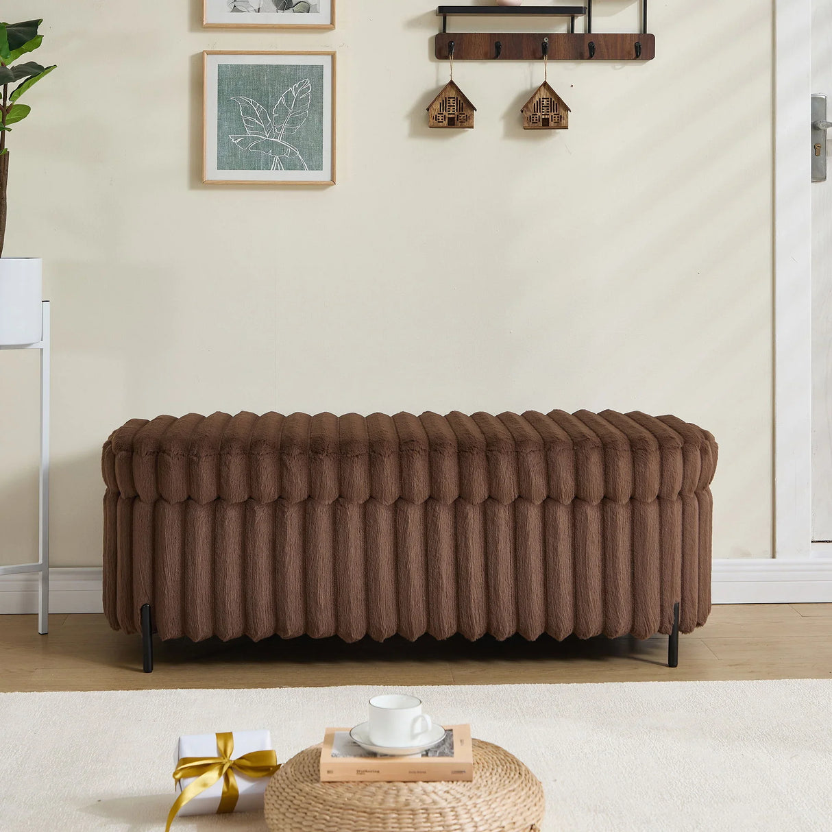 Flip Top Storage Bench With Metal Legs - Furniture Home Direct