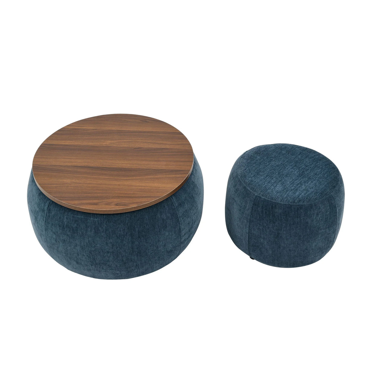 Round Storage Ottoman, 2 In 1 Function, End Table And Ottoman - Furniture Home Direct