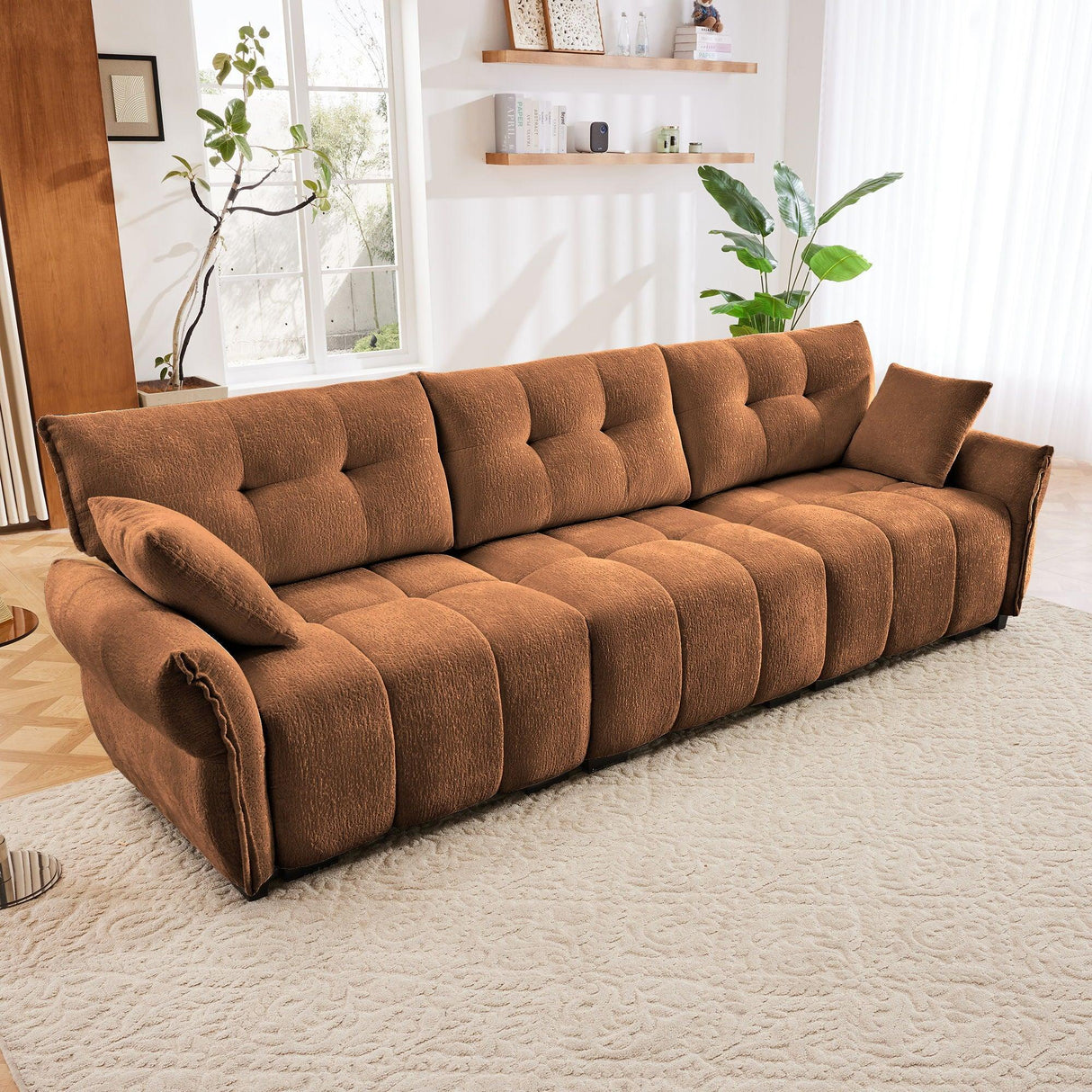 Modern Sofa & Pillows, Textured Cover, High Rebound Cushions - Furniture Home Direct