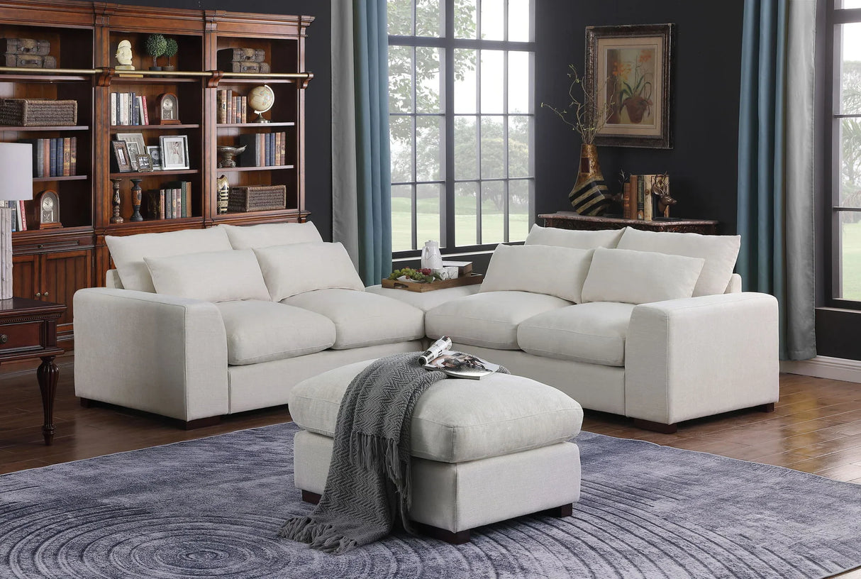 Tatman - Linen Blend Sectional With 2 Ottomans - Furniture Home Direct