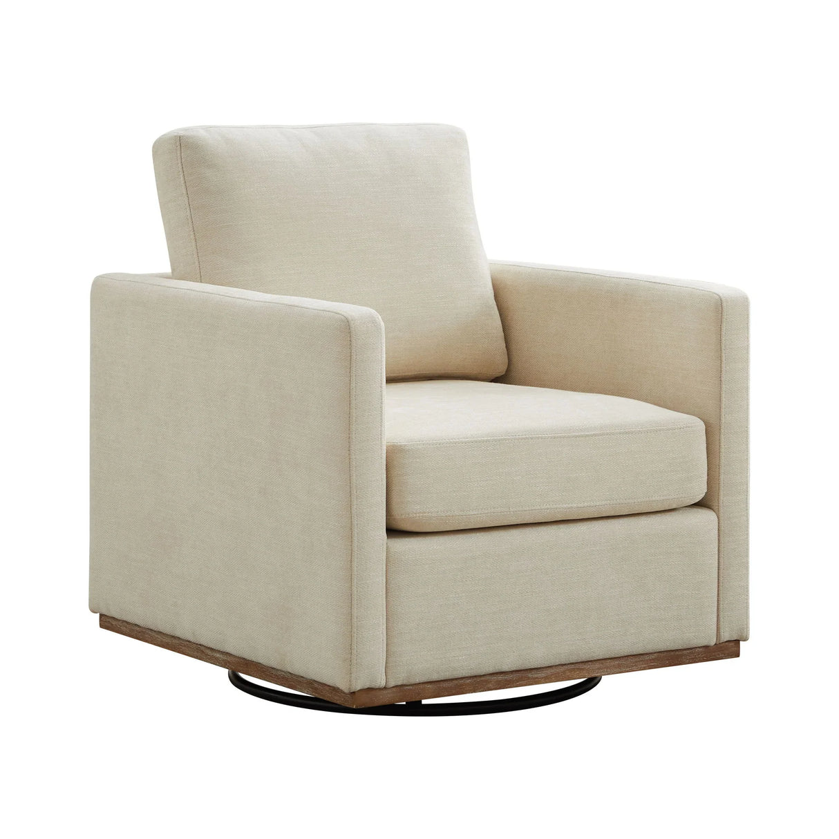 Modern Square Upholstered Swivel Accent Chair With Metal Base - Furniture Home Direct
