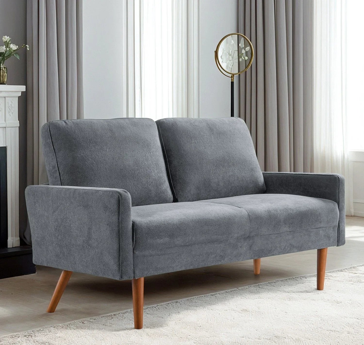 Loveseat Sofa, European Style With Sleek Design, Modern & Vintage Flair, Upholstered 2 Seater Couch - Furniture Home Direct