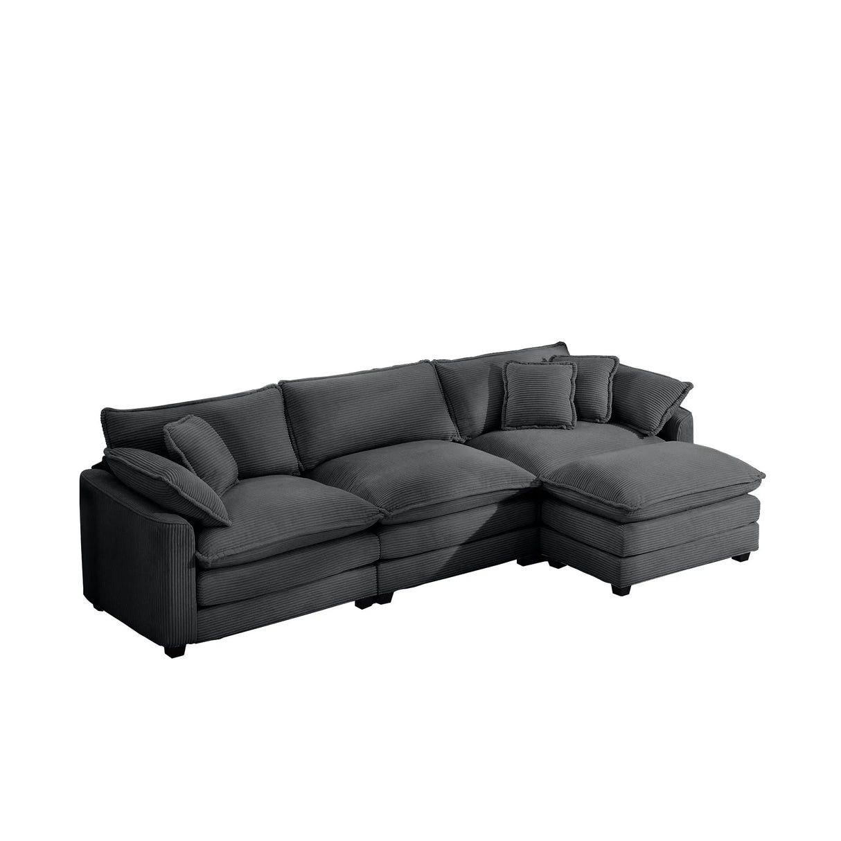 Modern Oversized Modular Cushion Sofa With Ottoman, Low Back, Deep Seating Sofa Set - Furniture Home Direct