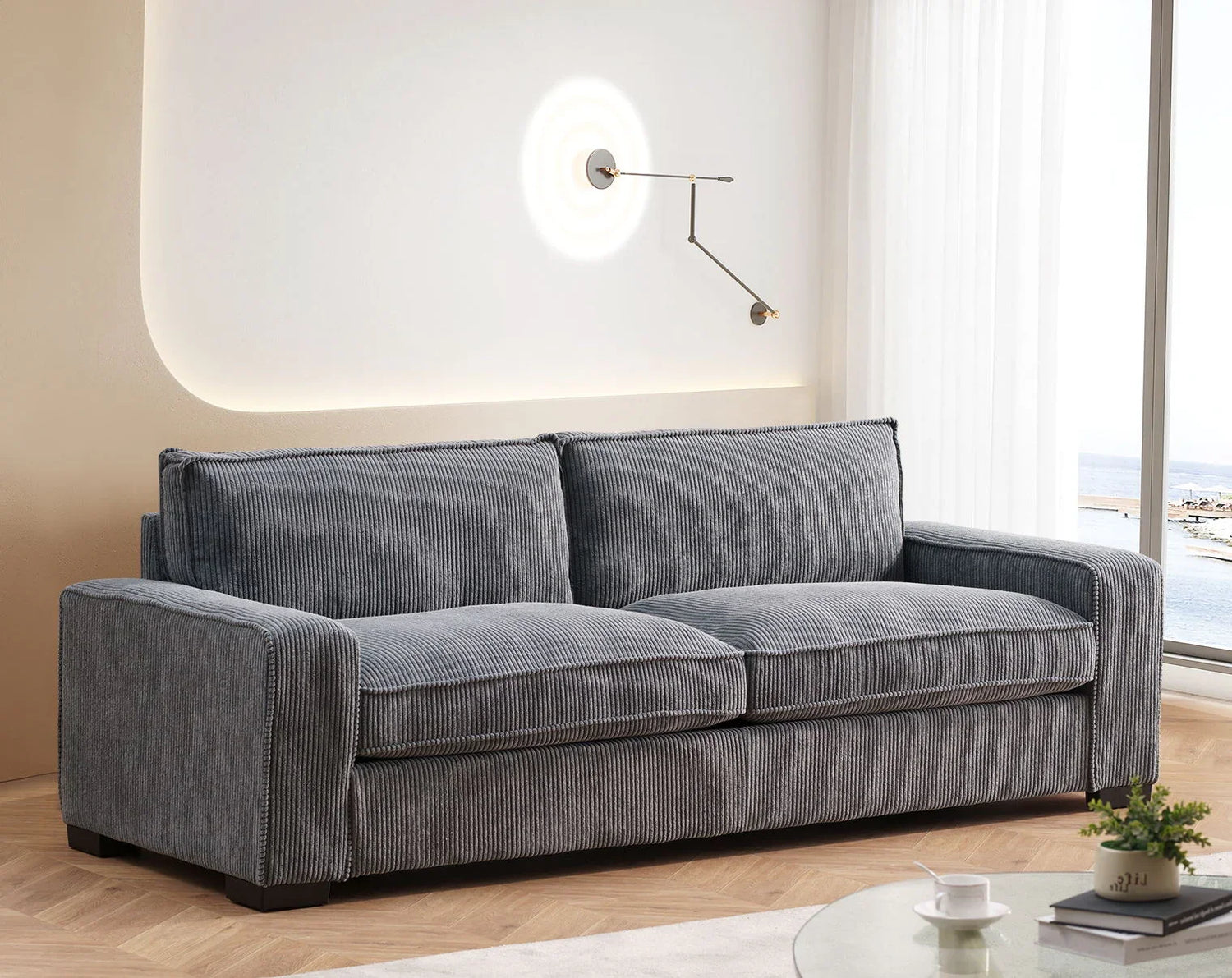 Luxe - Corduroy Sofa With Sleek Design, Spacious And Comfortable 3 Seater Couch - Furniture Home Direct