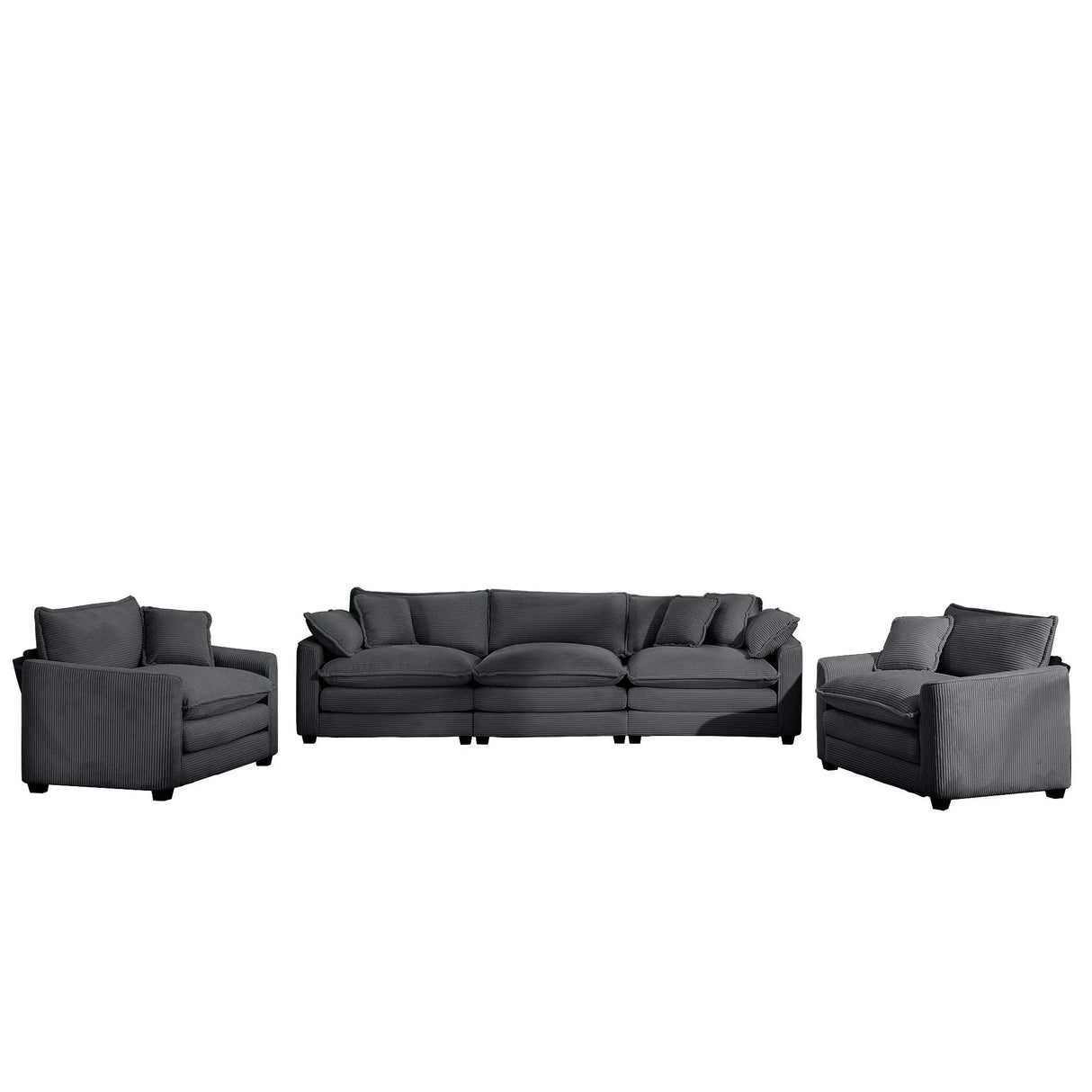 Elegant Corduroy Oversized Sectional Sofa Set With Deep Seats And Flexible Layout - Furniture Home Direct