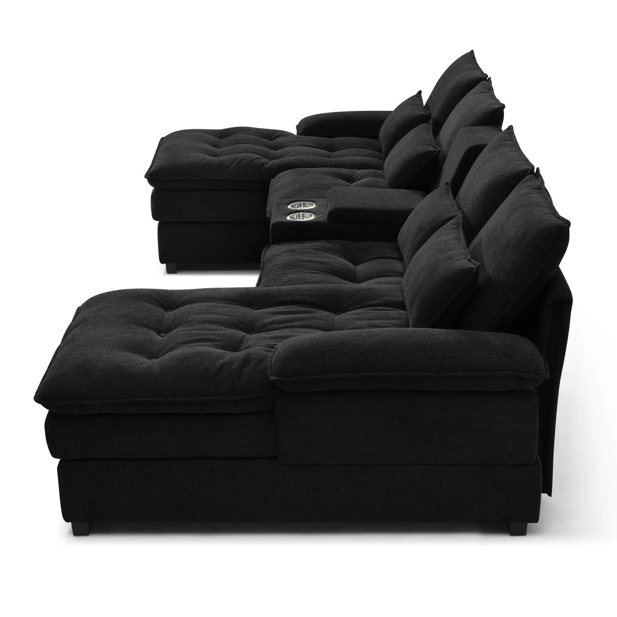 Contemporary U Shaped Sofa With Console And Cupholders - Furniture Home Direct