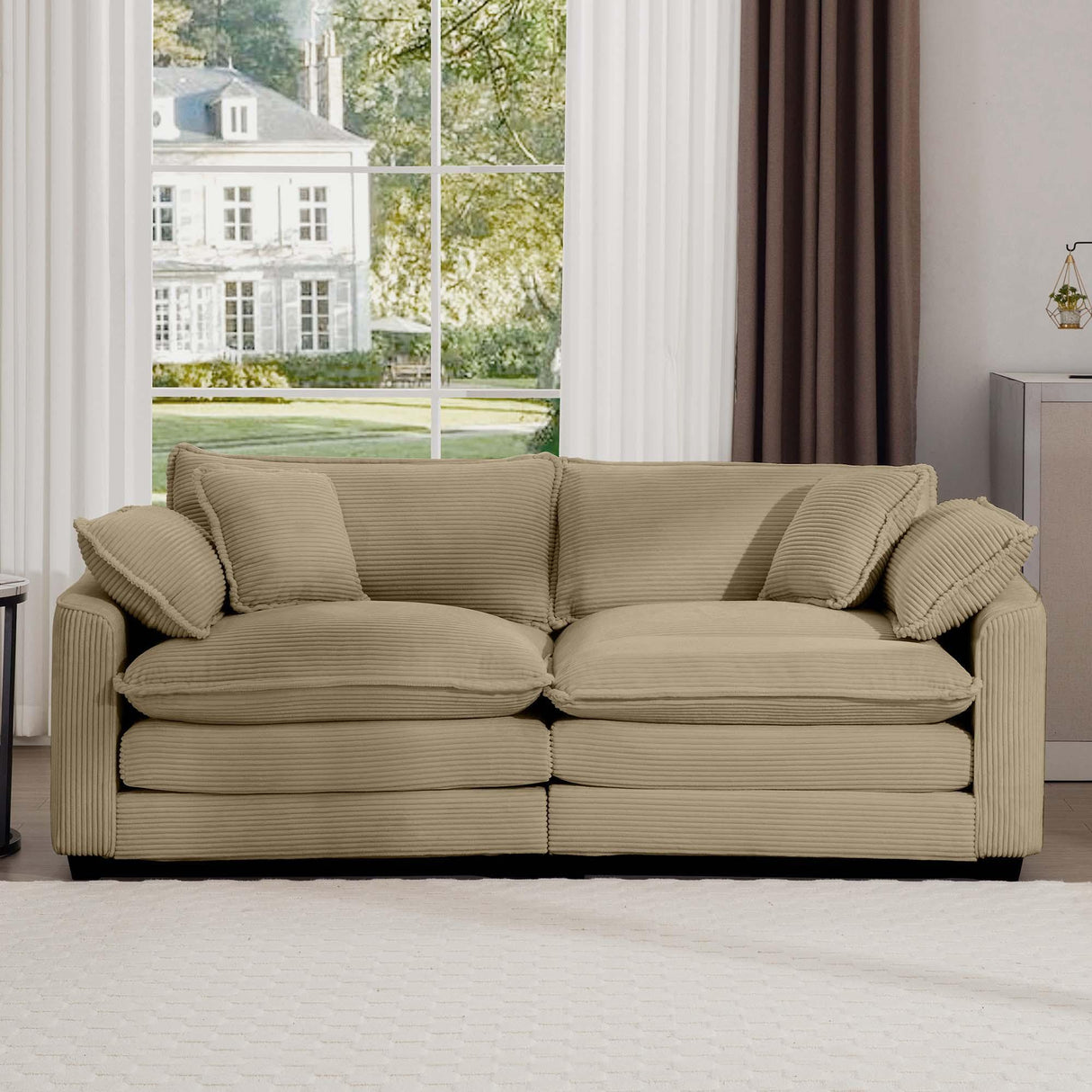 Modern 2 Seater With 4 Pillows, Upholstered Deep Seating Loveseat - Furniture Home Direct