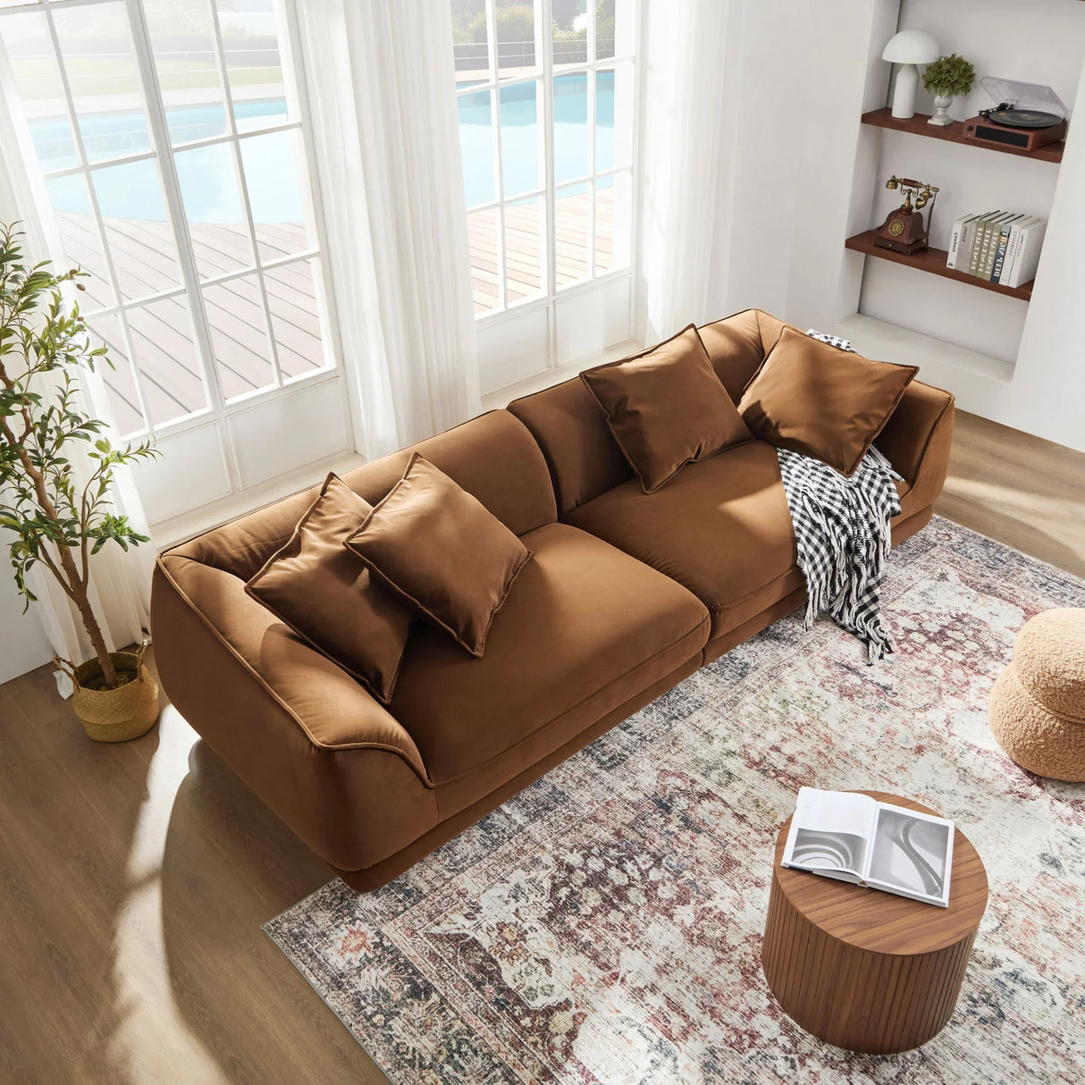 Nordic Modern Sofa With Removable Pillowcase, High Density Sponge Filling, 4 Throw Pillows - Furniture Home Direct