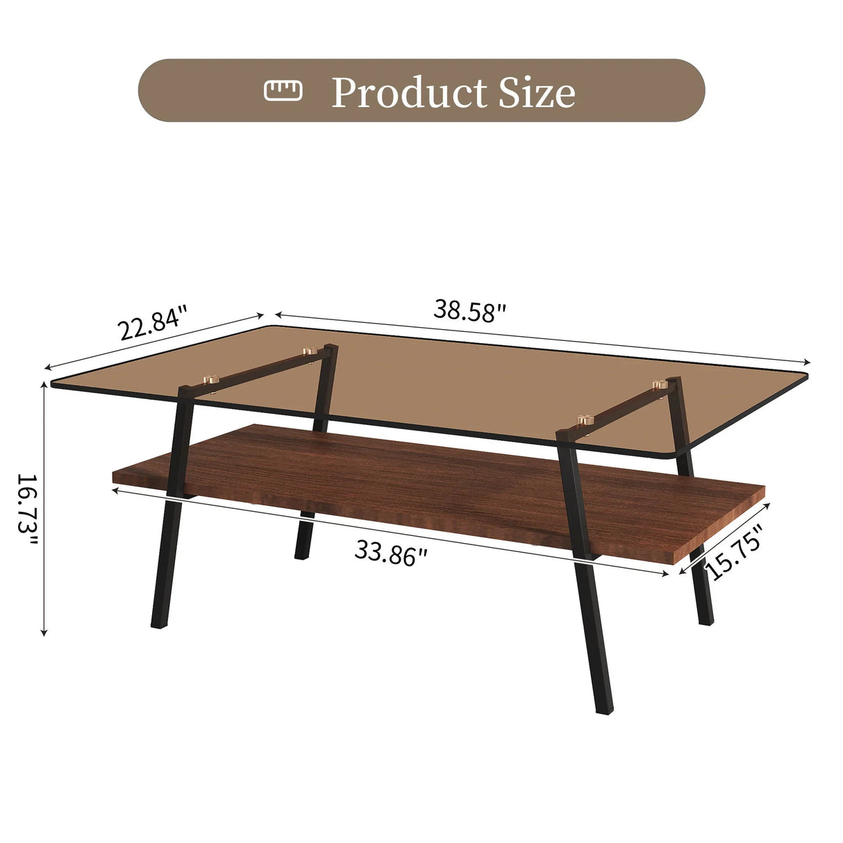 Rectangle Coffee Table, Tempered Glass Tabletop Modern Table For Living Room - Furniture Home Direct