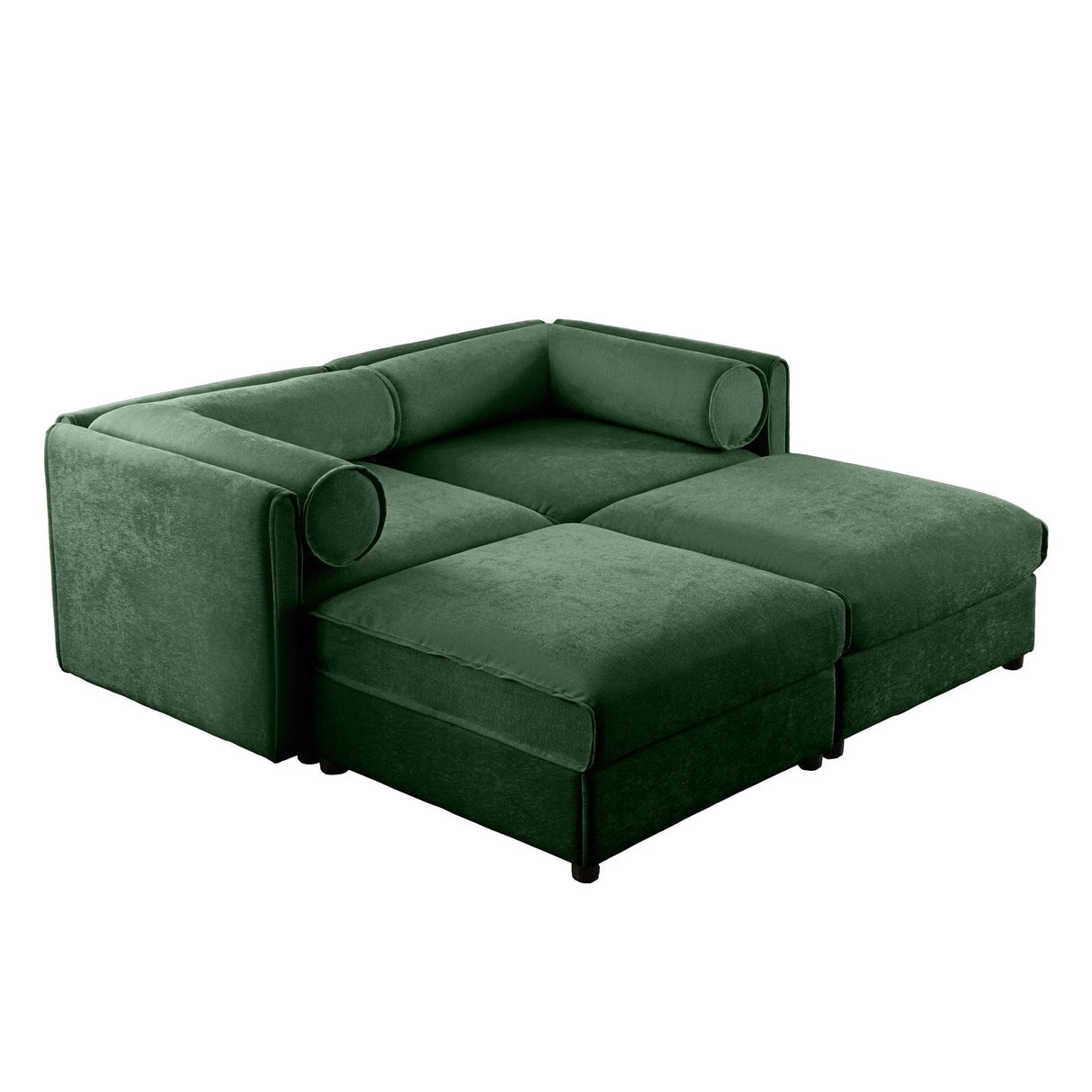 Contemporary Elegant White Chenille Sofa With Storage And Ottoman - Furniture Home Direct