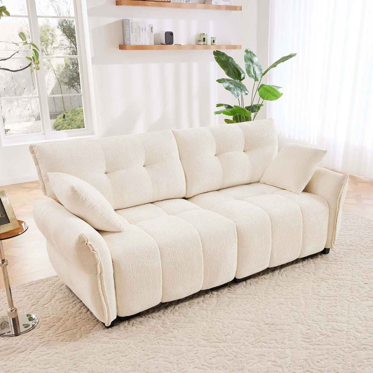 Modern Sofa & Pillows, Textured Cover, High Rebound Cushions - Furniture Home Direct