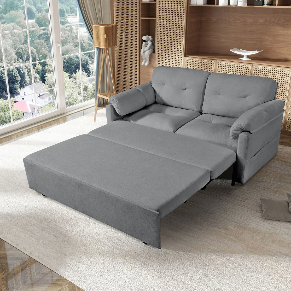 Modern Convertible Sleeper Sofa Bed With Pull-Out Queen Design, Side Storage & Thick Cushions - Furniture Home Direct