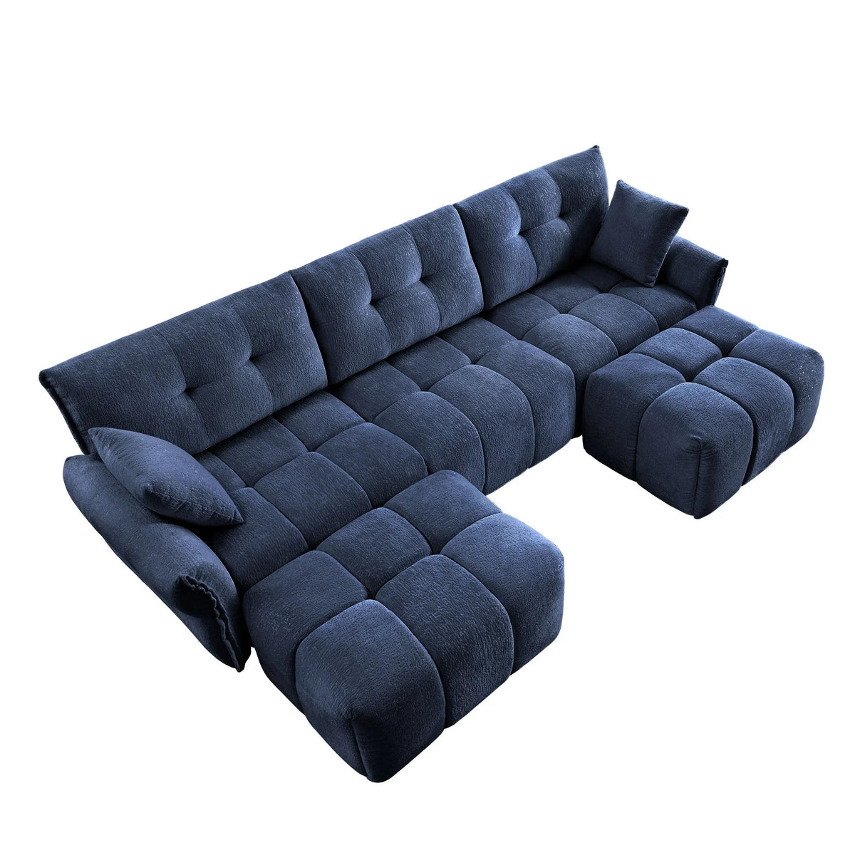Sofa Set With Ottoman And Pillows, Textured, High Resilience Cushions - Furniture Home Direct