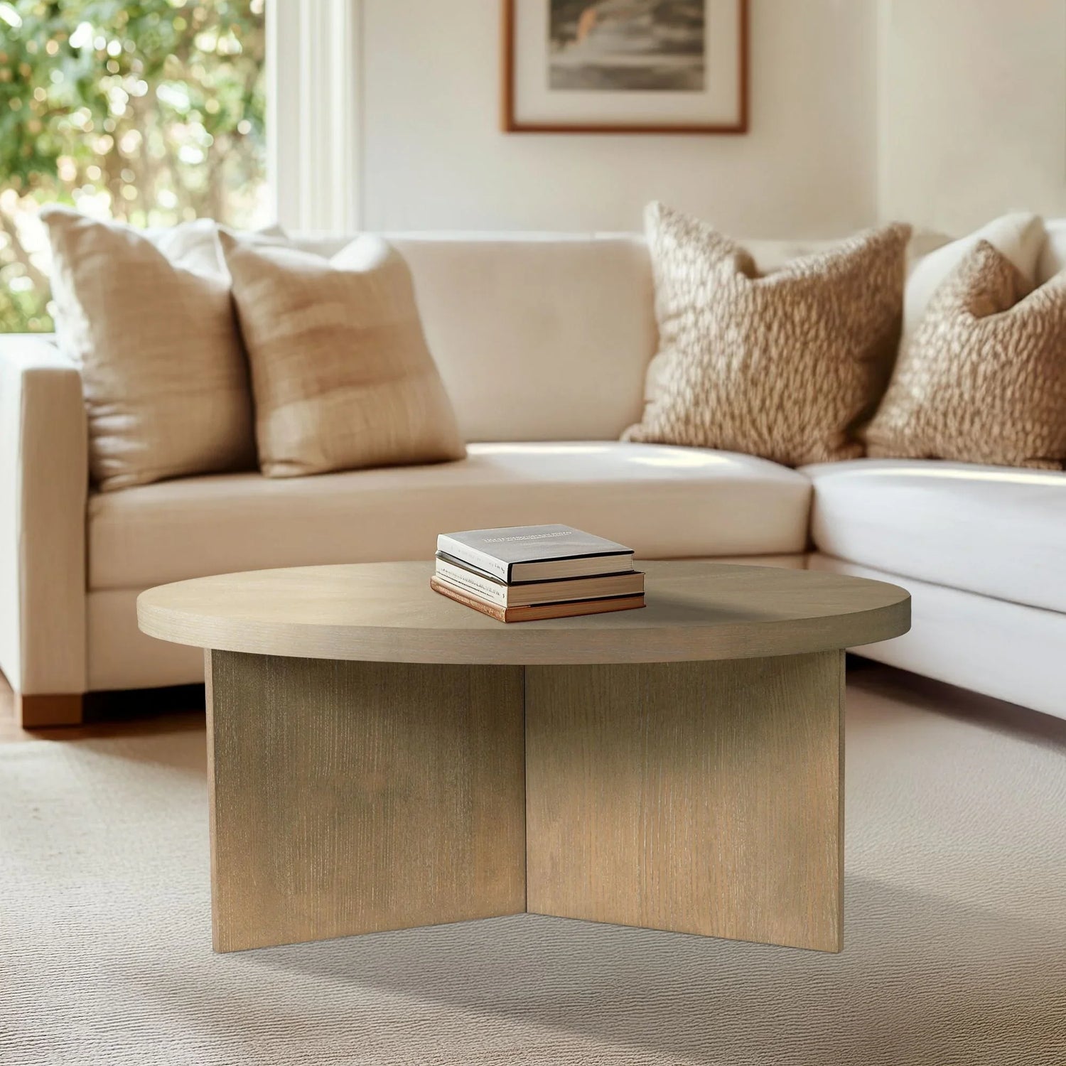 Round Coffee Table With Solid Veneer Top - Furniture Home Direct