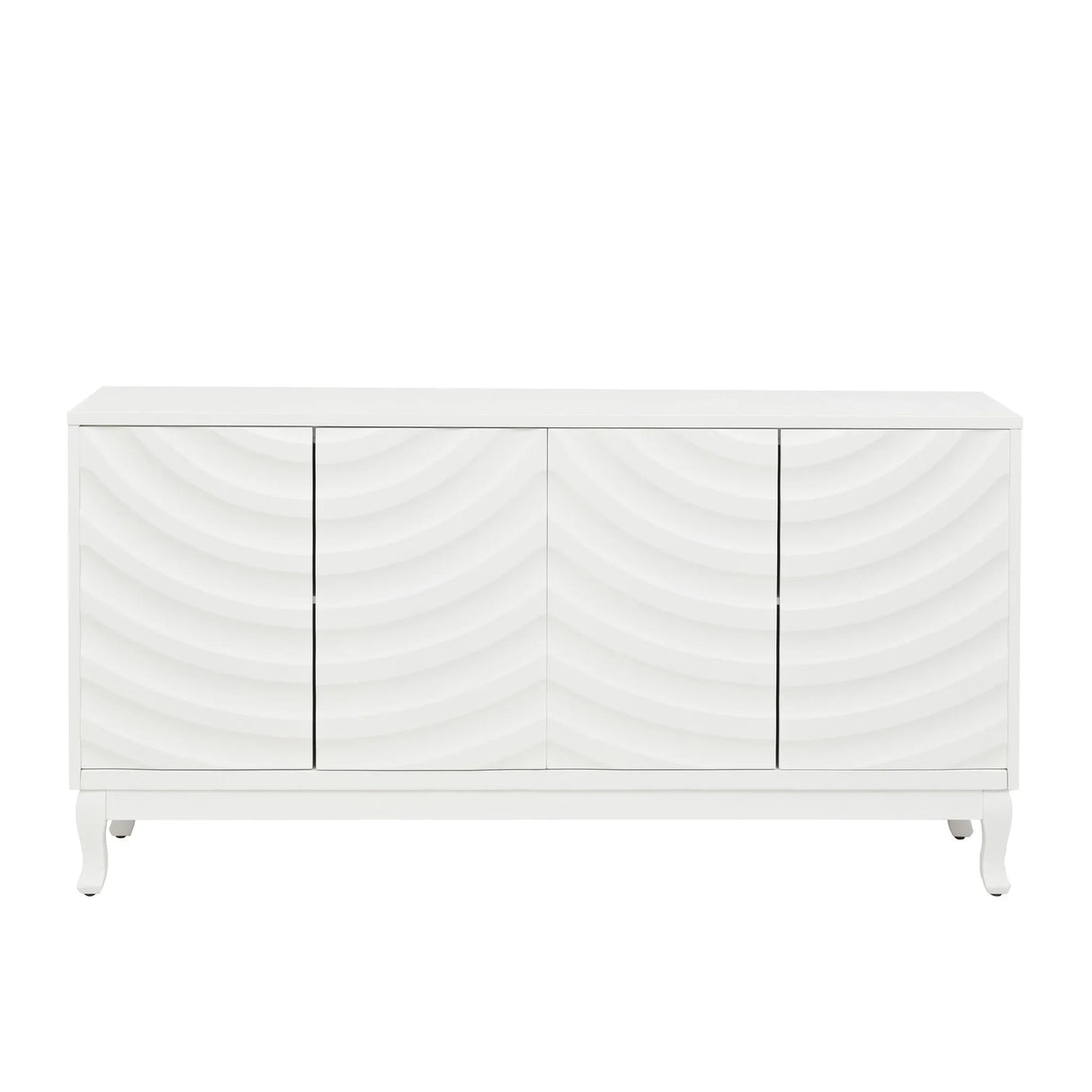Elegant Sideboard With Sophisticated Wavy Pattern Doors And Arched Groove Design, Adjustable 4 Door Layout - Furniture Home Direct