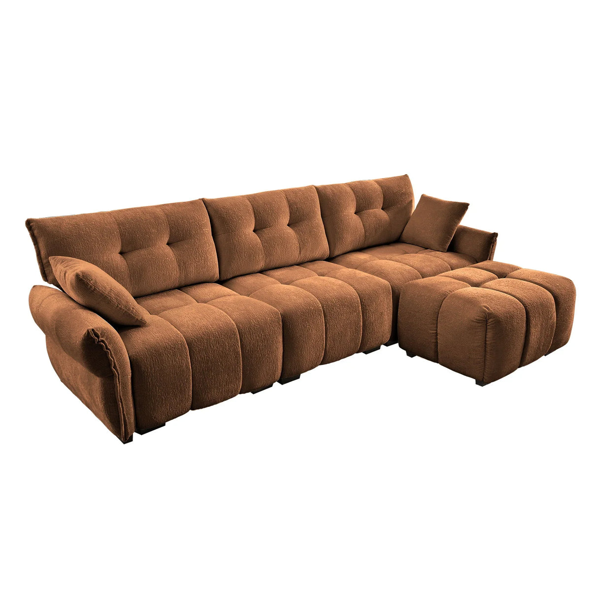 Sofa Set With Ottoman And Pillows, Textured, High Resilience Cushions - Furniture Home Direct