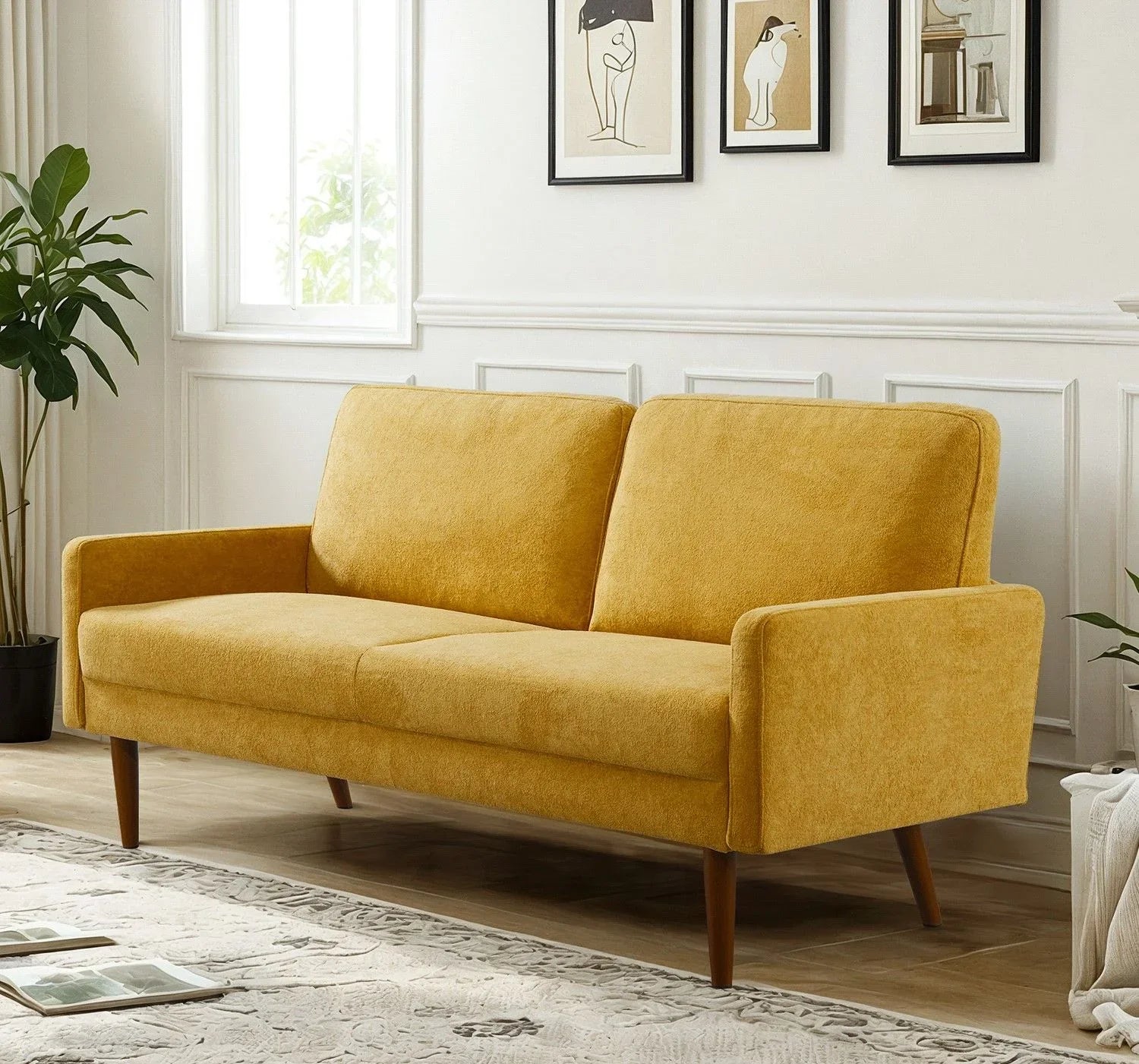 Sofa, European Style With Sleek Design, Modern & Vintage Flair, Upholstered 3 Seater Couch - Furniture Home Direct