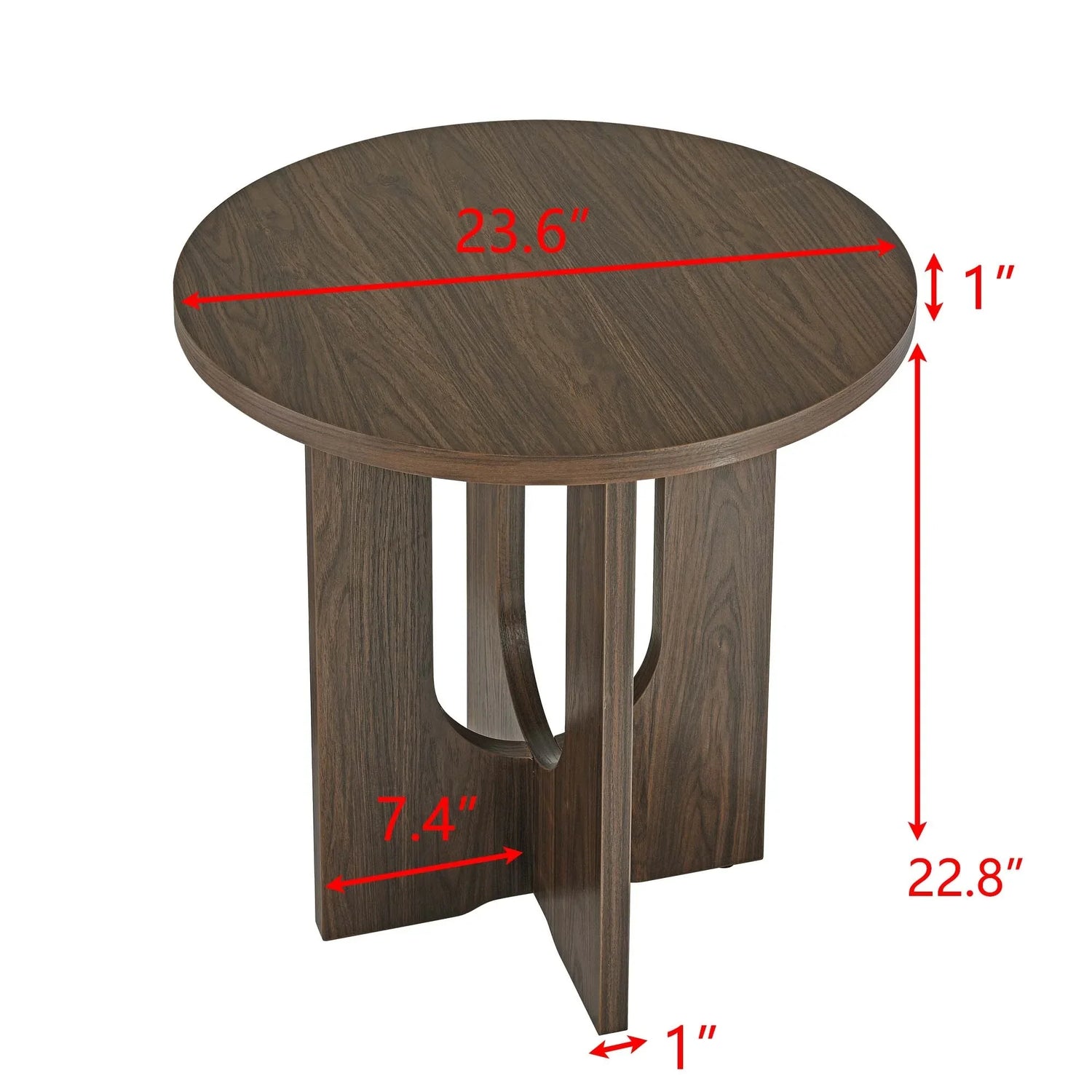 Round Side Table With X Leg Base MDF Finish Natural Walnut - Furniture Home Direct