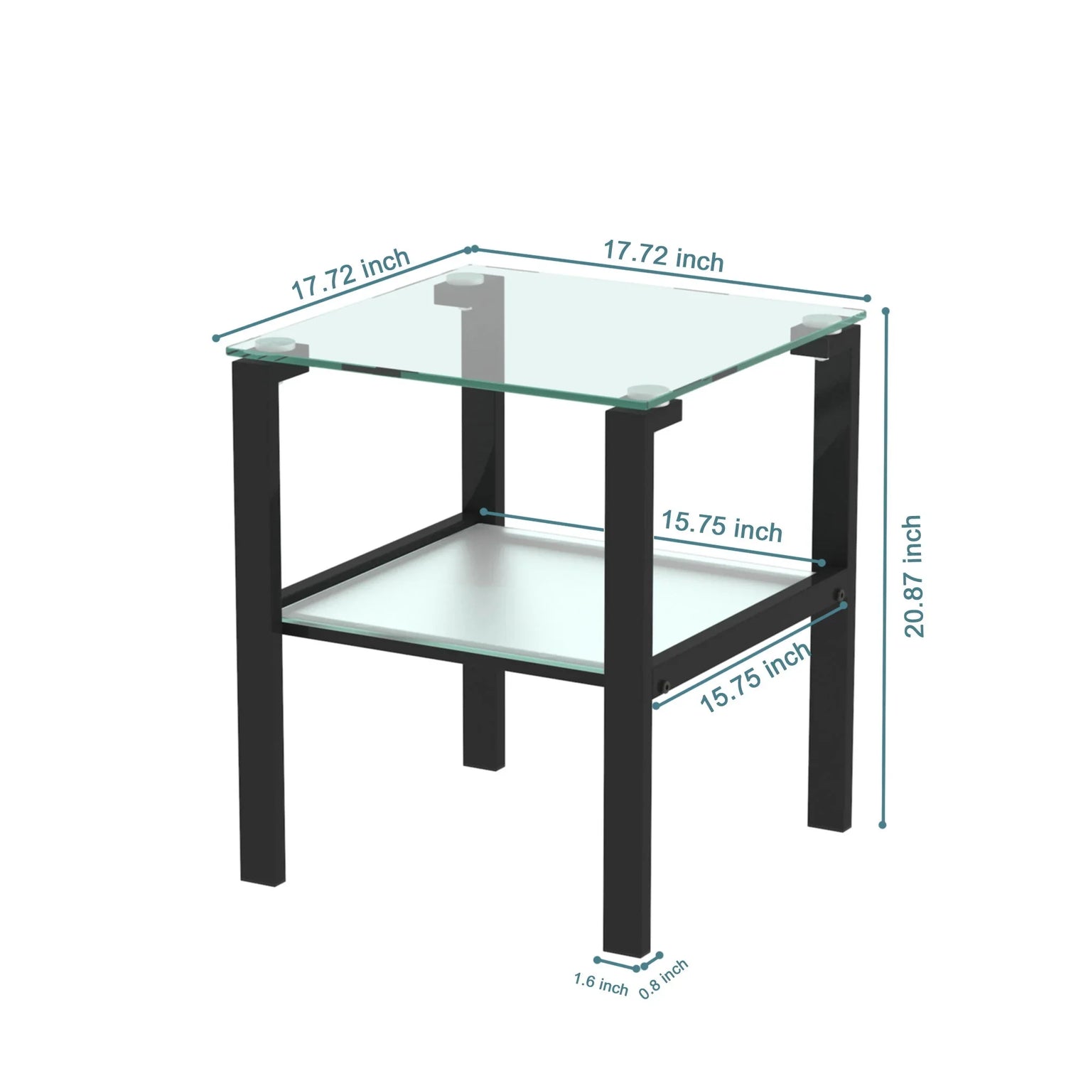 Glass Two Layer Tea Table, Small Round Table, Bedroom Corner Table, Living Room Side Table, Transparent (Set of 2) - Black - Furniture Home Direct