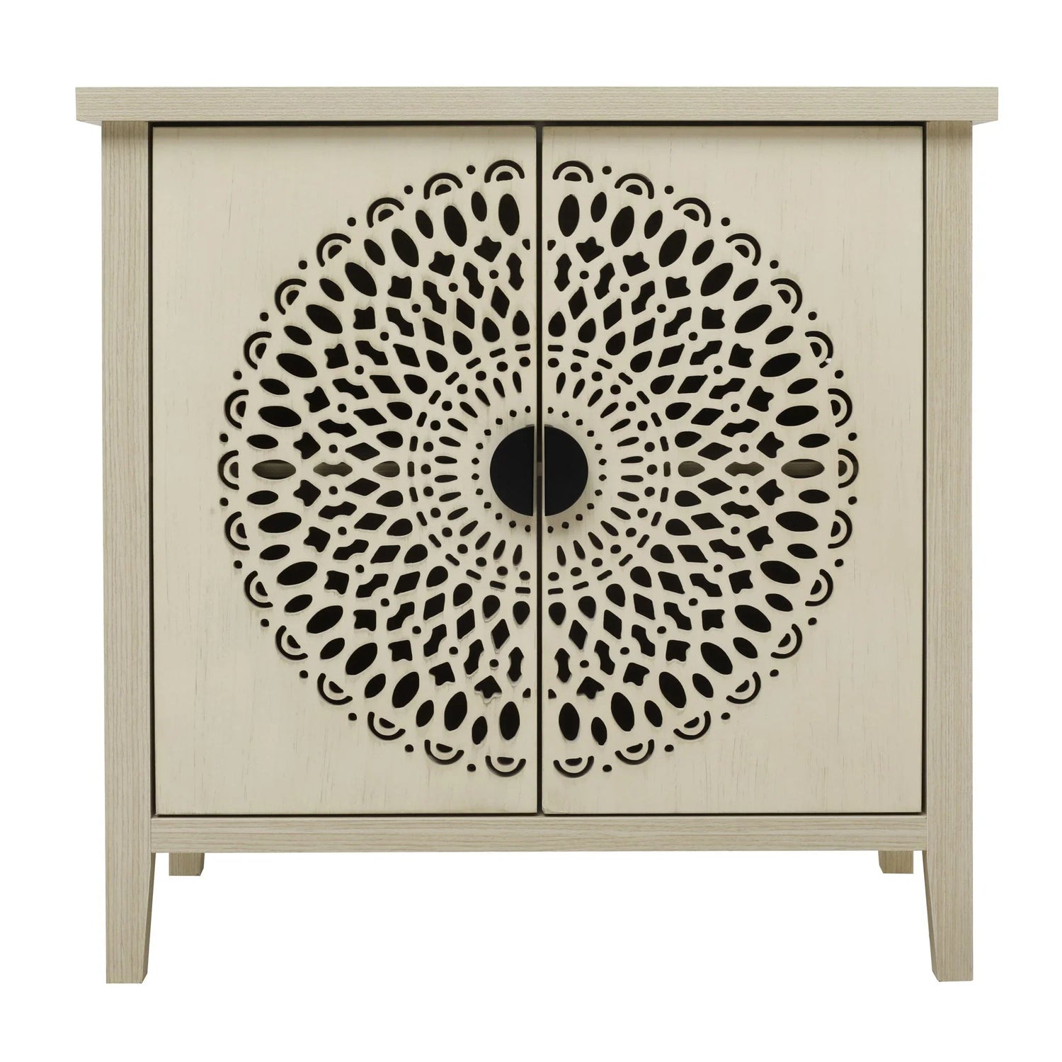 Hollow Carved 2 Door Accent Cabinet Sideboard Buffet Storage Cabinet With Adjustable Shelf For Entryway Living Room Bedroom - Natural - Furniture Home Direct