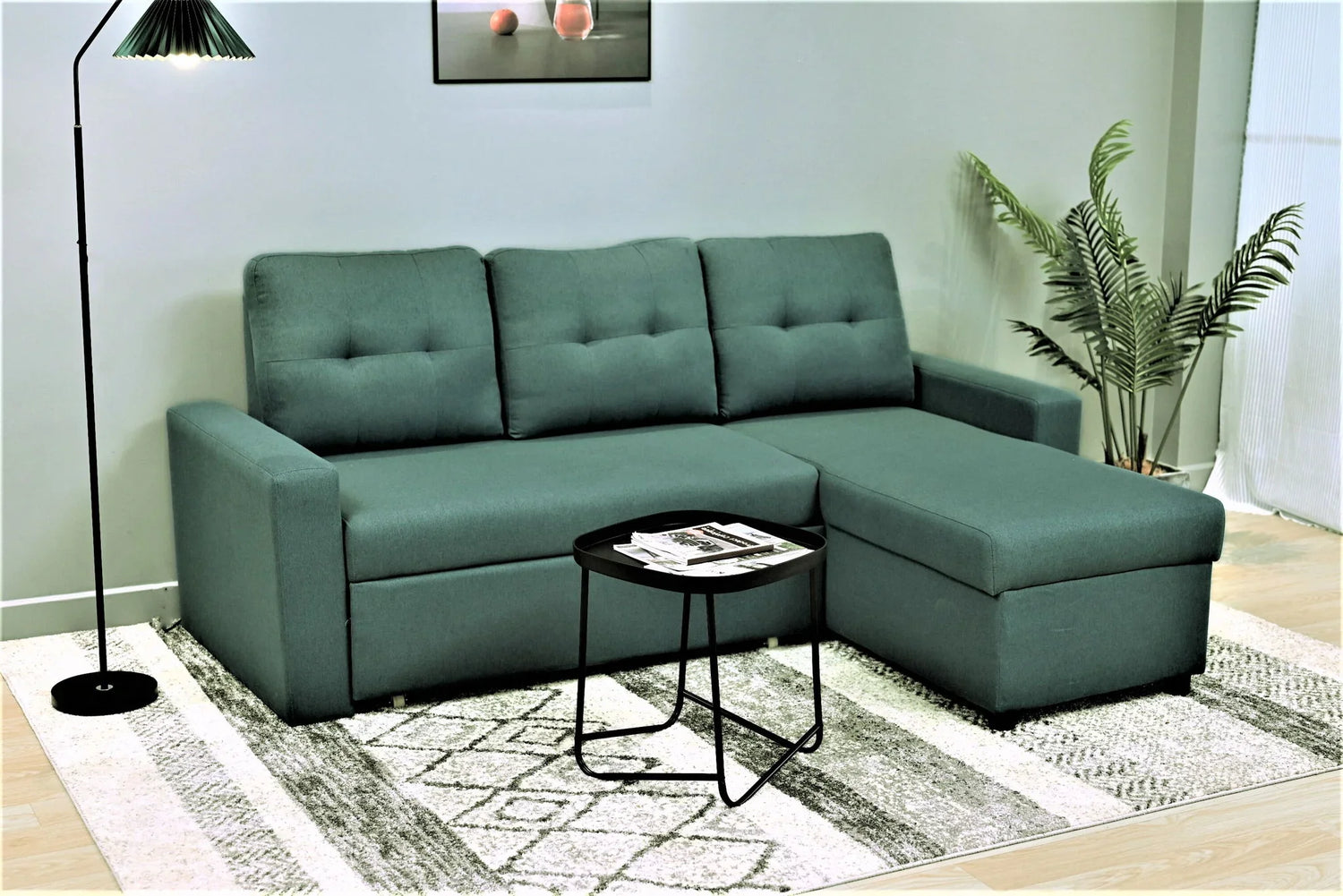Convertible L Shaped Sectional Sleeper Sofa Bed, Saving Pull Out Couch - Furniture Home Direct