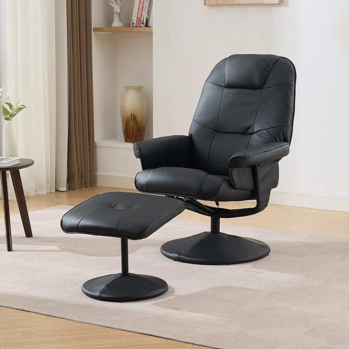 360° Swivel Reclining Chair With Wrapped Base, 5 Point Vibration Massage - Furniture Home Direct