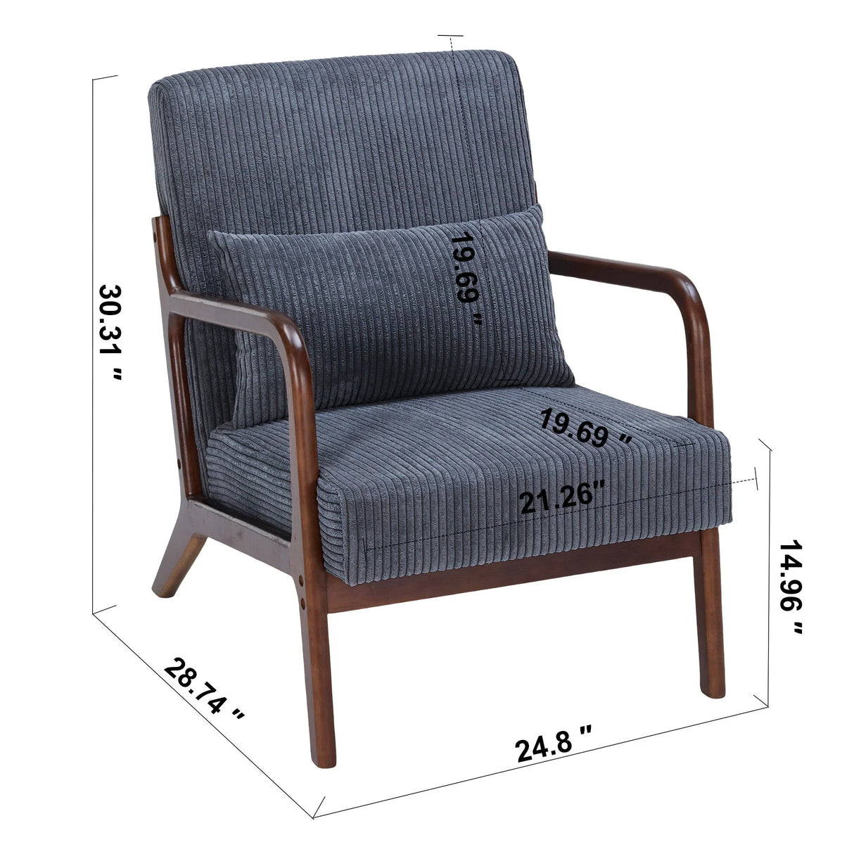 Accent Chair With Pillow And Wood Frame - Furniture Home Direct