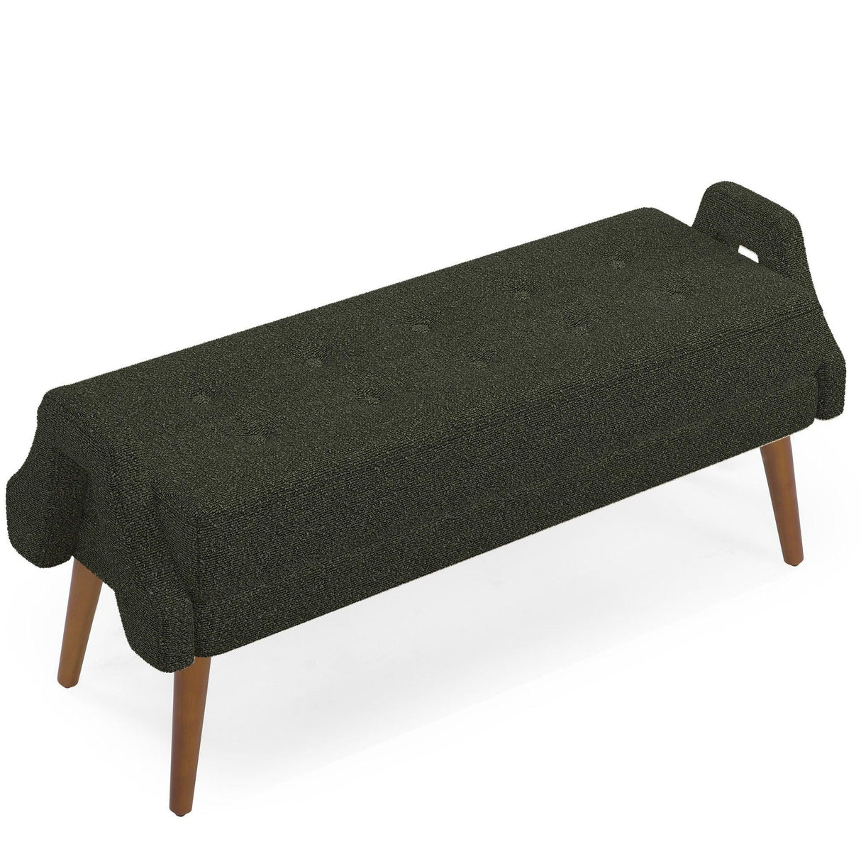 Modern Living Room Bench With Looped Yarn Fabric And Rubber Wooden Legs - Furniture Home Direct