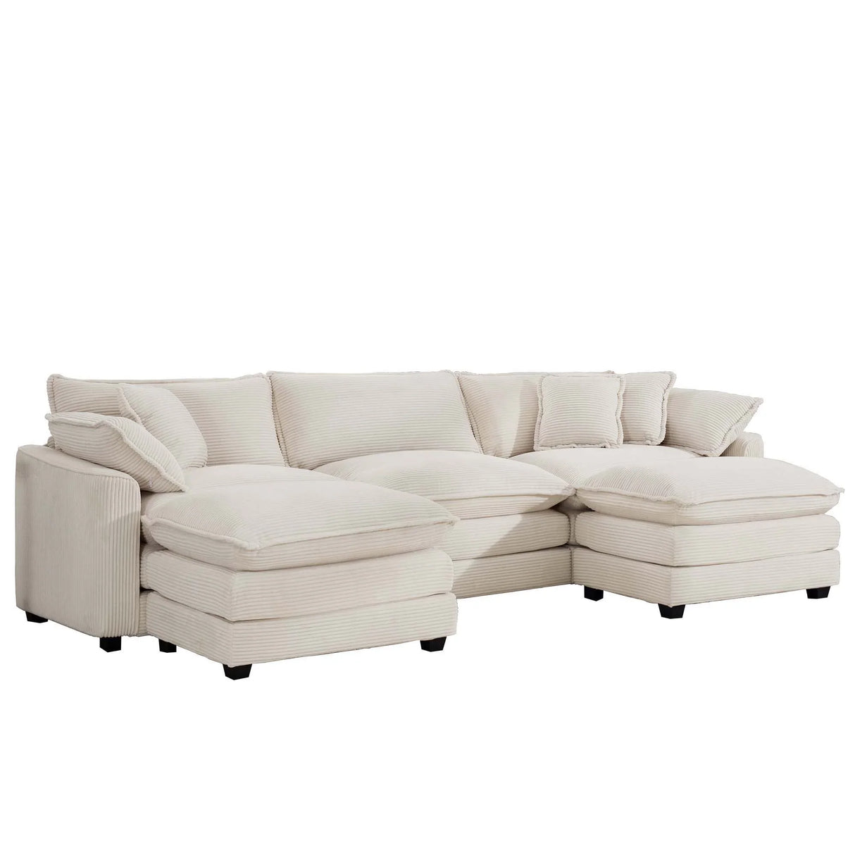 Modern Oversized Modular Cushion Sofa With Ottoman, Low Back, Deep Seating Sofa Set - Furniture Home Direct