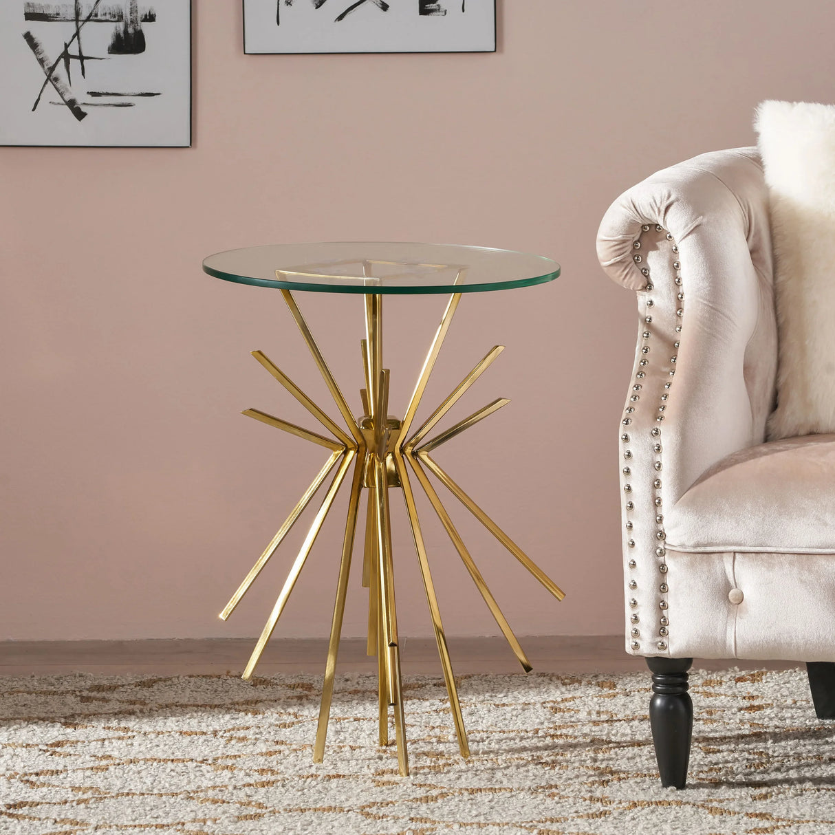Starburst Side Table With Gold Legs - Furniture Home Direct