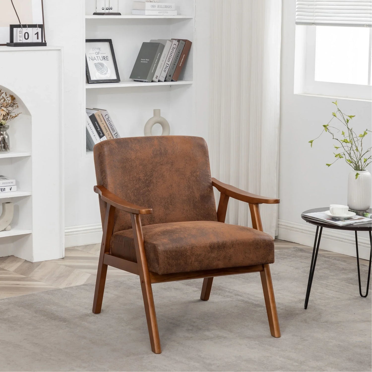 Accent Chair, Classic Mid Century Modern For Extra Seating - Furniture Home Direct