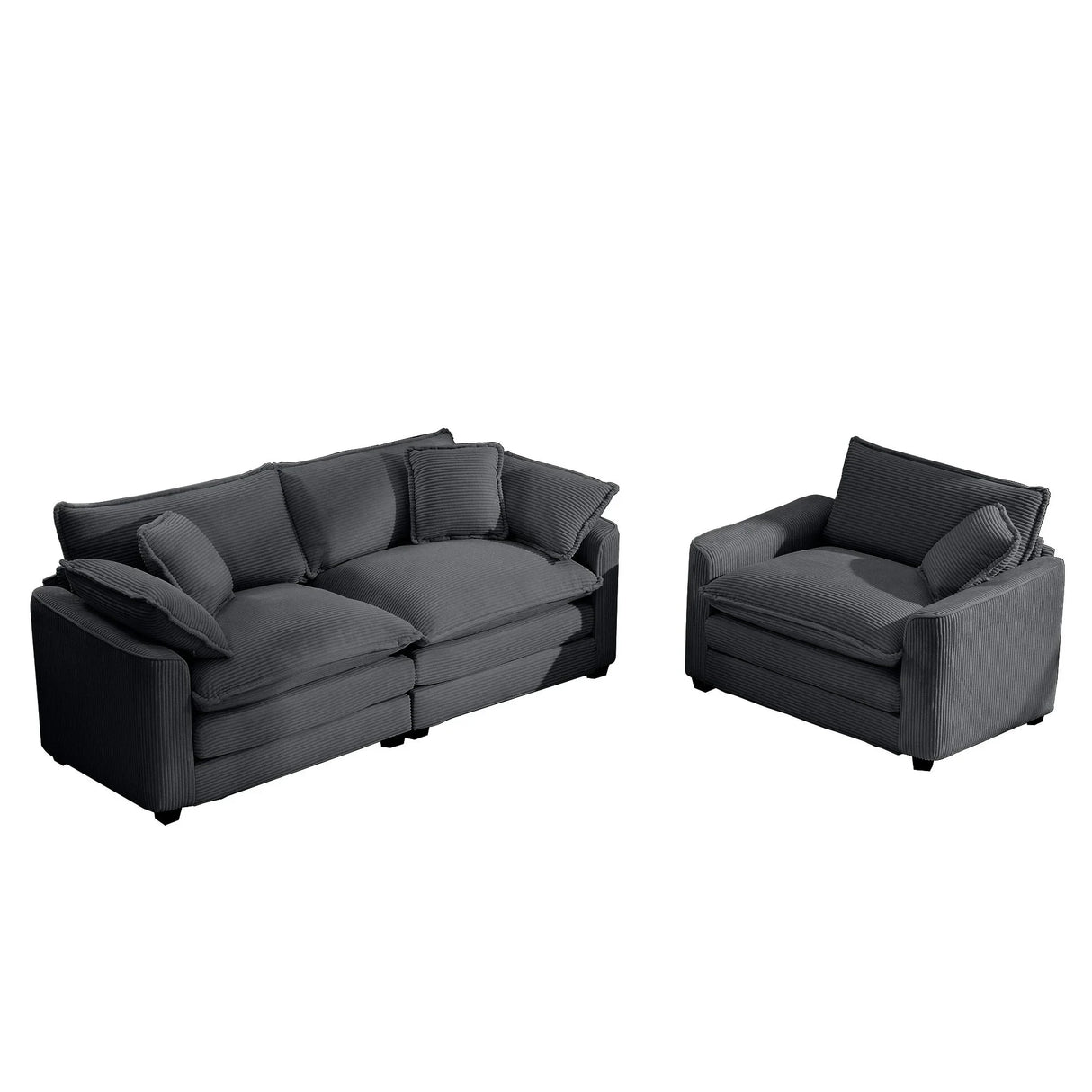 Elegant Corduroy Oversized Sectional Sofa Set With Deep Seats And Flexible Layout - Furniture Home Direct