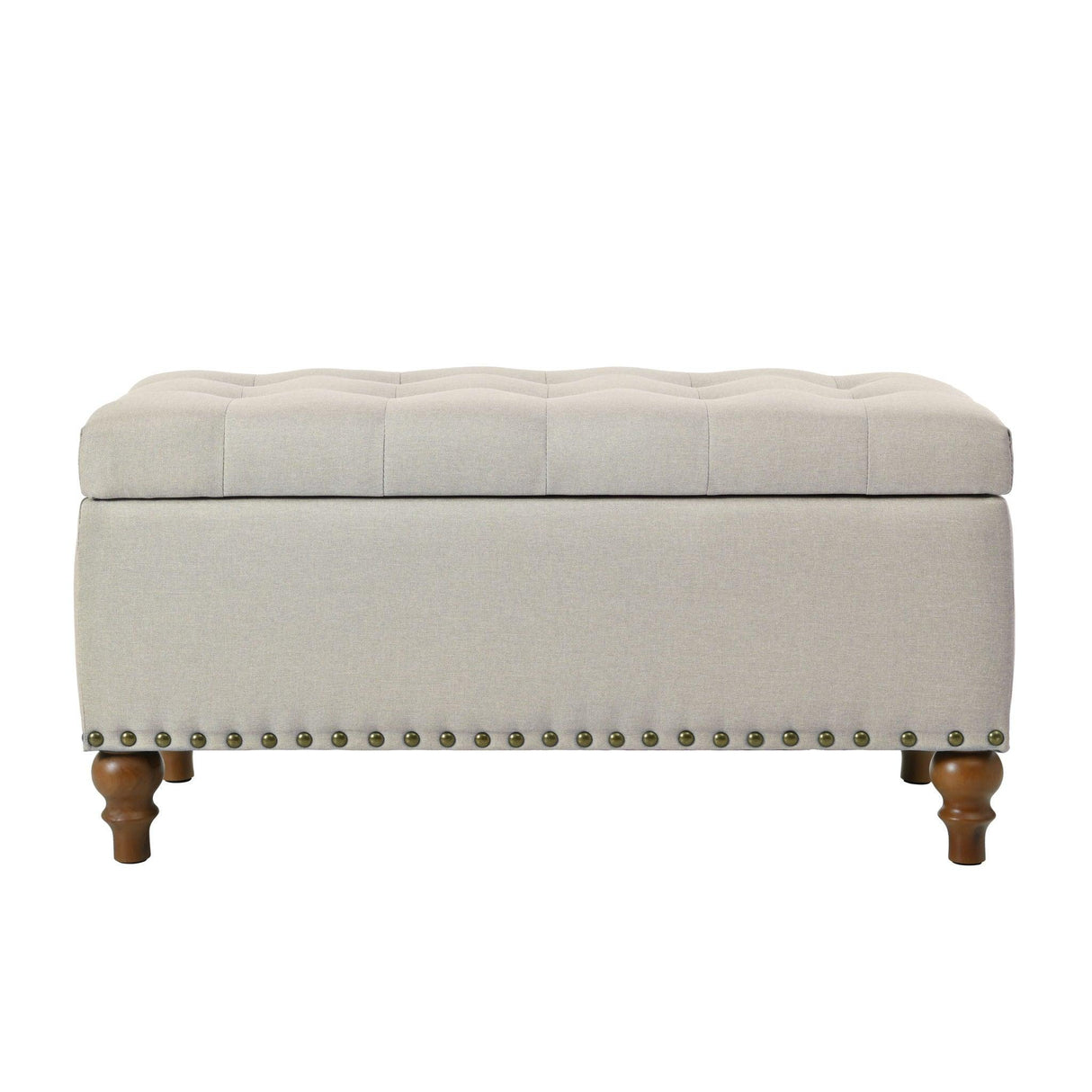 Upholstered Ottoman With Storage And Rivet Trim - Furniture Home Direct