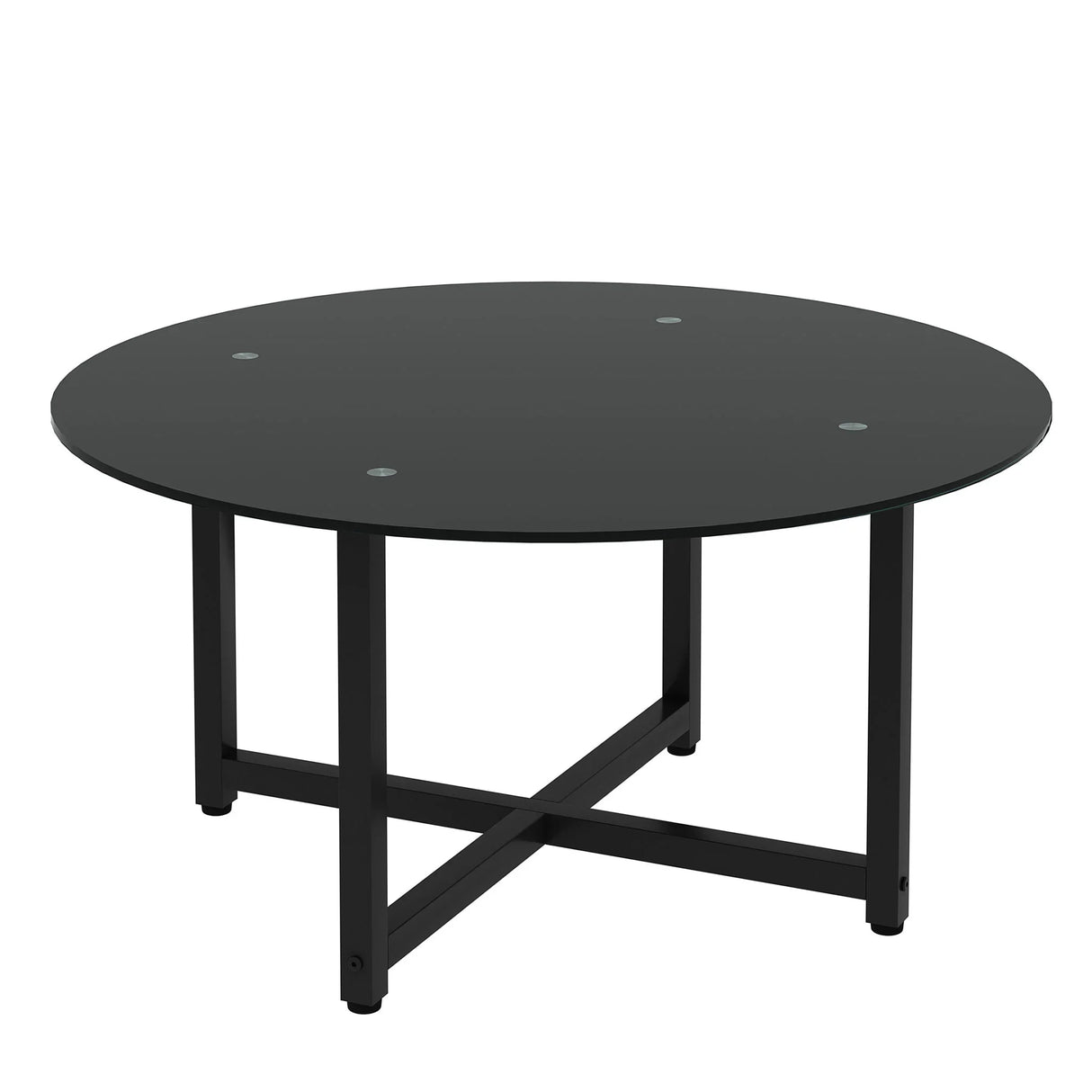 JWS Round Glass Coffee Table, Clear Coffee Table, Modern Side Center Tables For Living Room - Furniture Home Direct