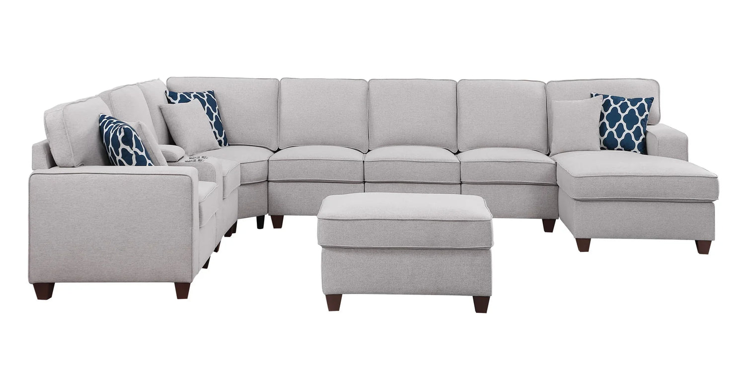 Eric - 9 Piece Upholstered Sectional With Ottoman - Furniture Home Direct
