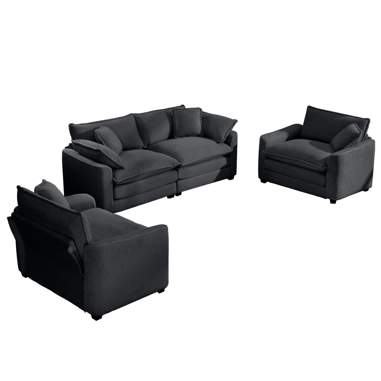 Elegant Corduroy Oversized Sectional Sofa Set With Deep Seats And Flexible Layout - Furniture Home Direct
