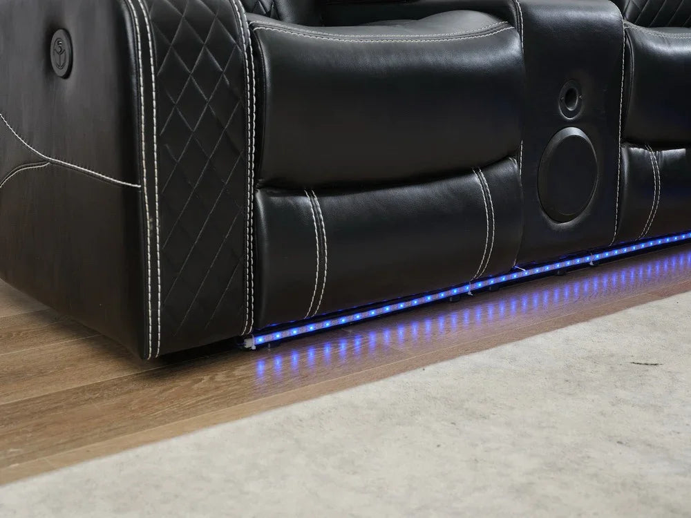 Sectional Sofa With Power Recline LED Lighting Black - Furniture Home Direct