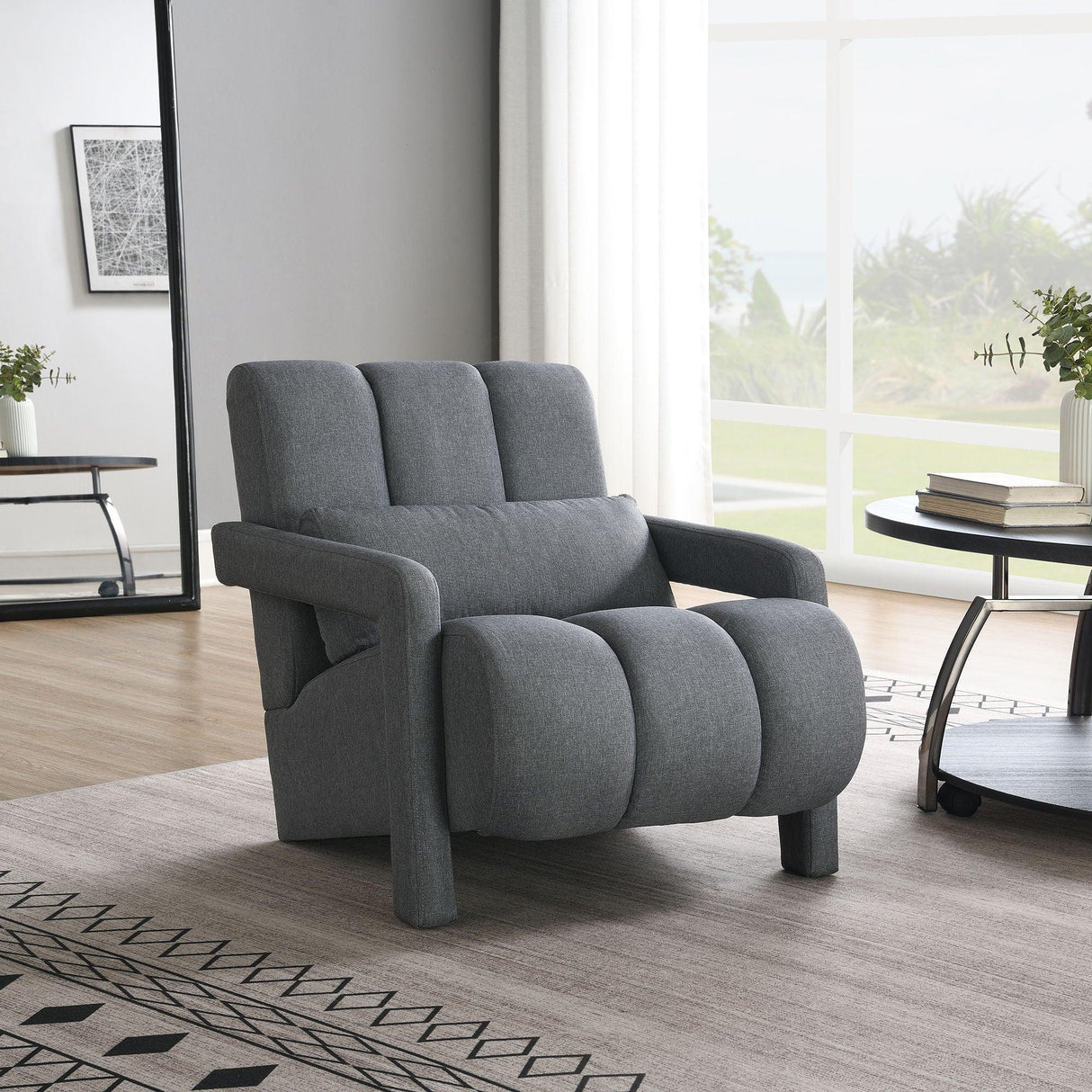 Modern Upholstered Accent Chair, Comfortable Linen Fabric With A Pillow For Living Room - Furniture Home Direct