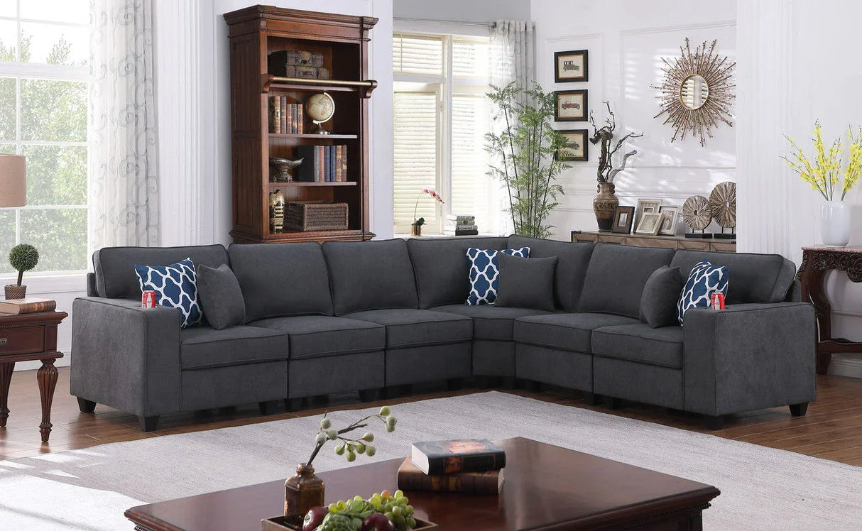 Cooper - Woven Sectional Sofa With Cupholder - Furniture Home Direct