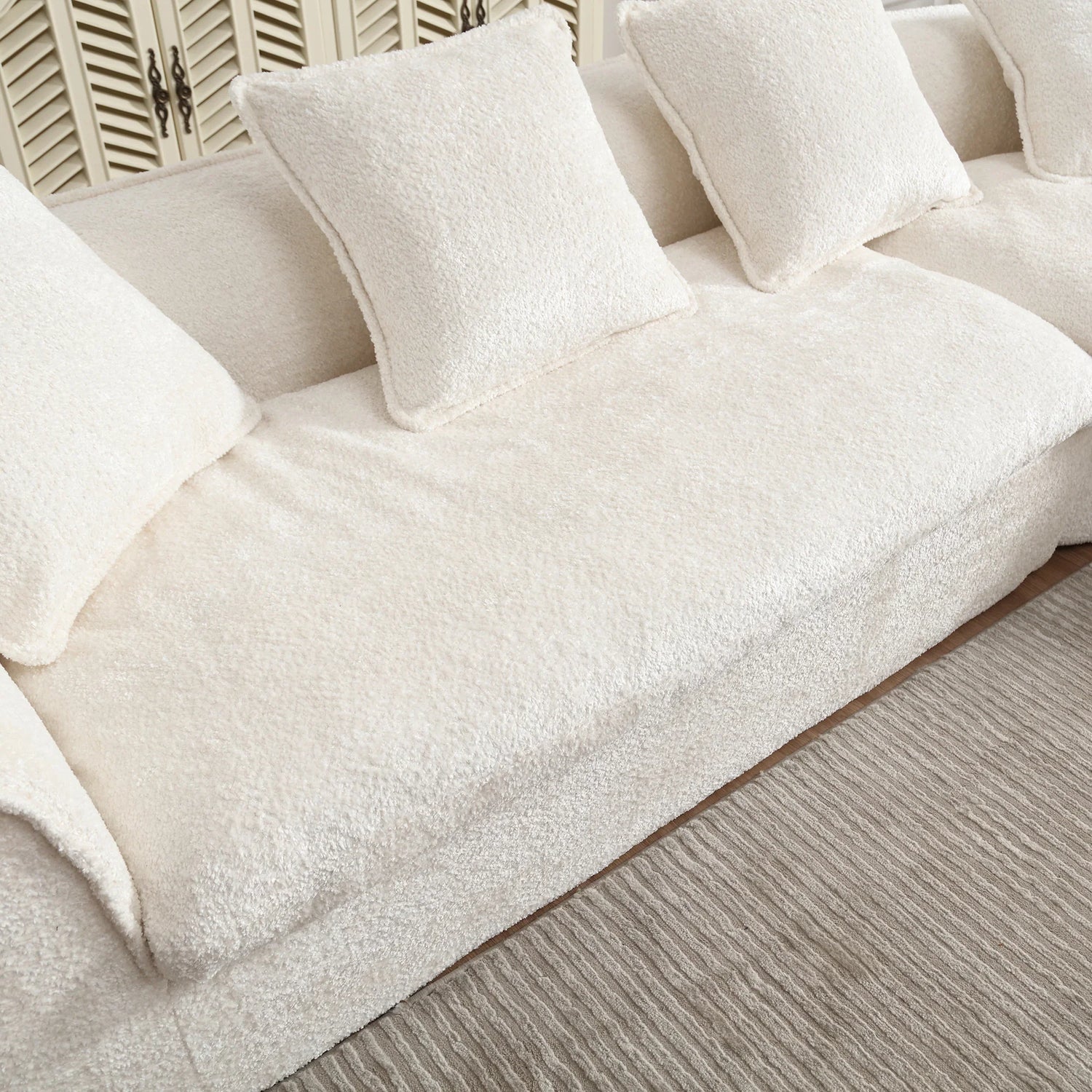 Sectional Sofa Chenille With Plush Soft Cushions Beige - Furniture Home Direct