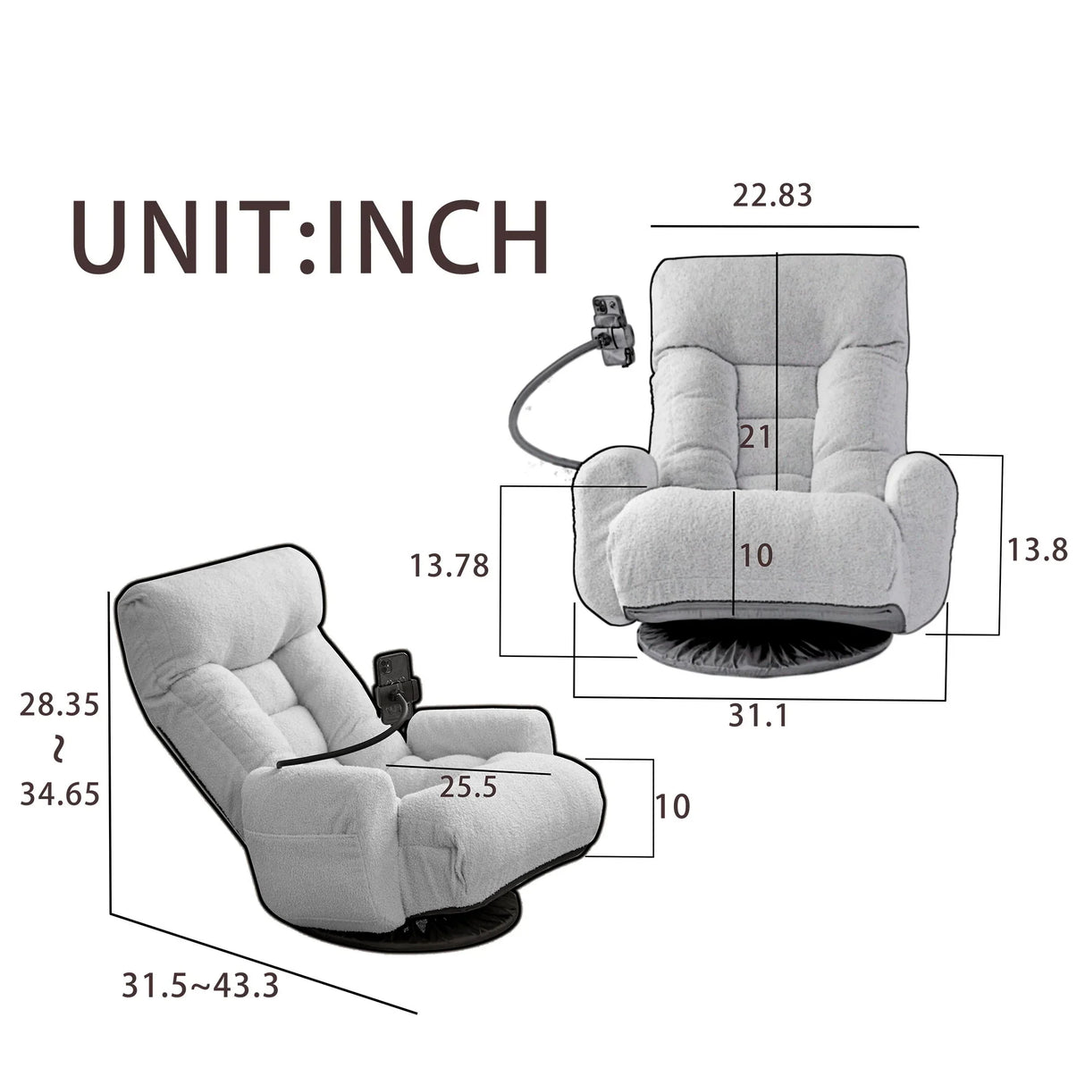 Adjustable Swivel Lounge Chair With 360 Degree Rotating Seat And Headrest Support - Furniture Home Direct