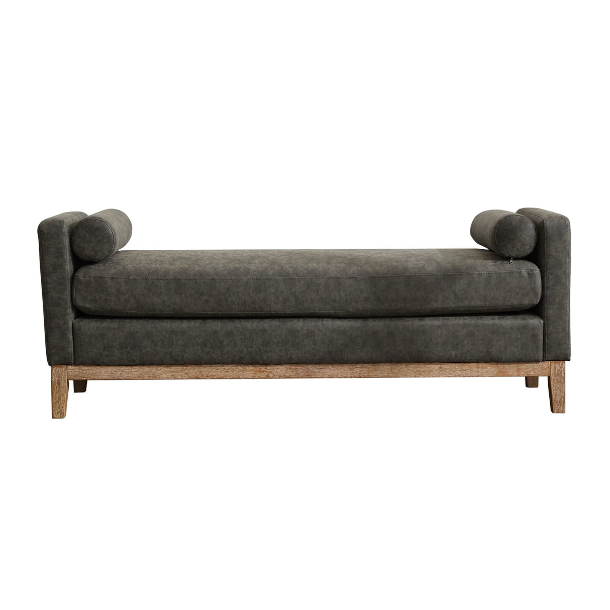 Elegant Upholstered Bench Daybed Ottoman With Bolster Pillows - Furniture Home Direct