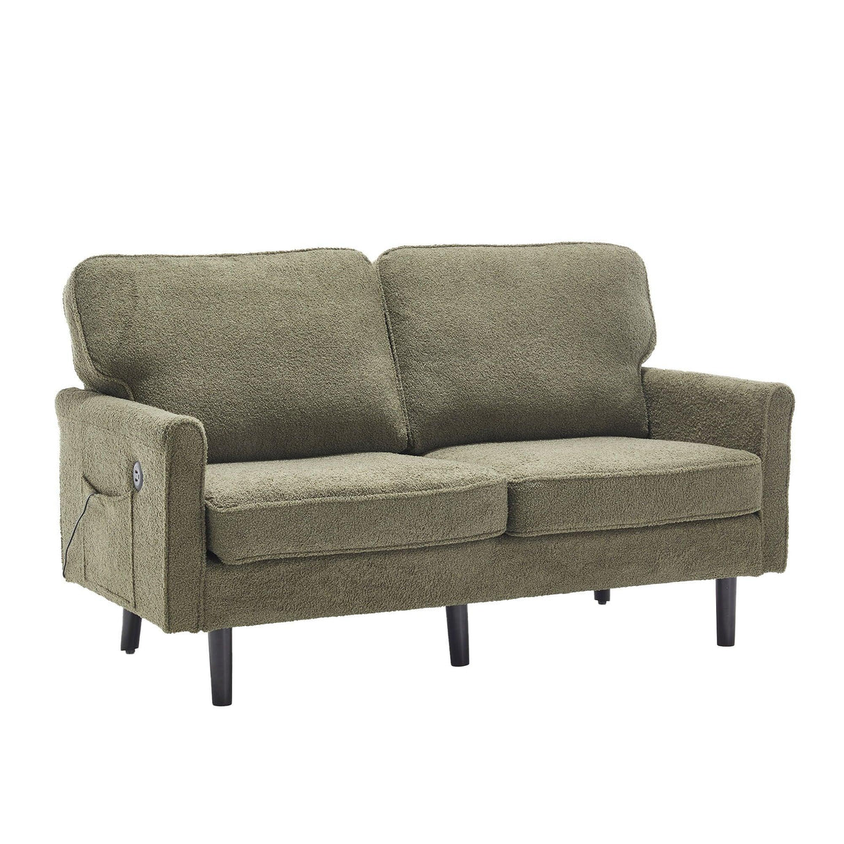 Mid Century Modern Loveseat Sofa With USB Ports, Removable Pillow Cover - Furniture Home Direct