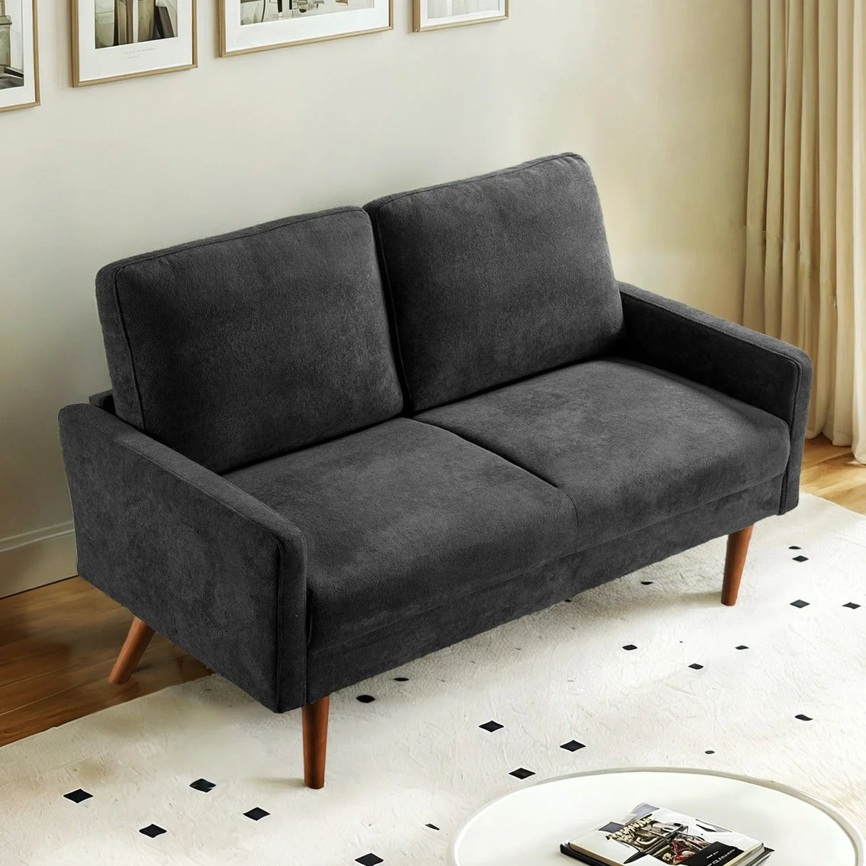 Loveseat Sofa, European Style With Sleek Design, Modern & Vintage Flair, Upholstered 2 Seater Couch - Furniture Home Direct