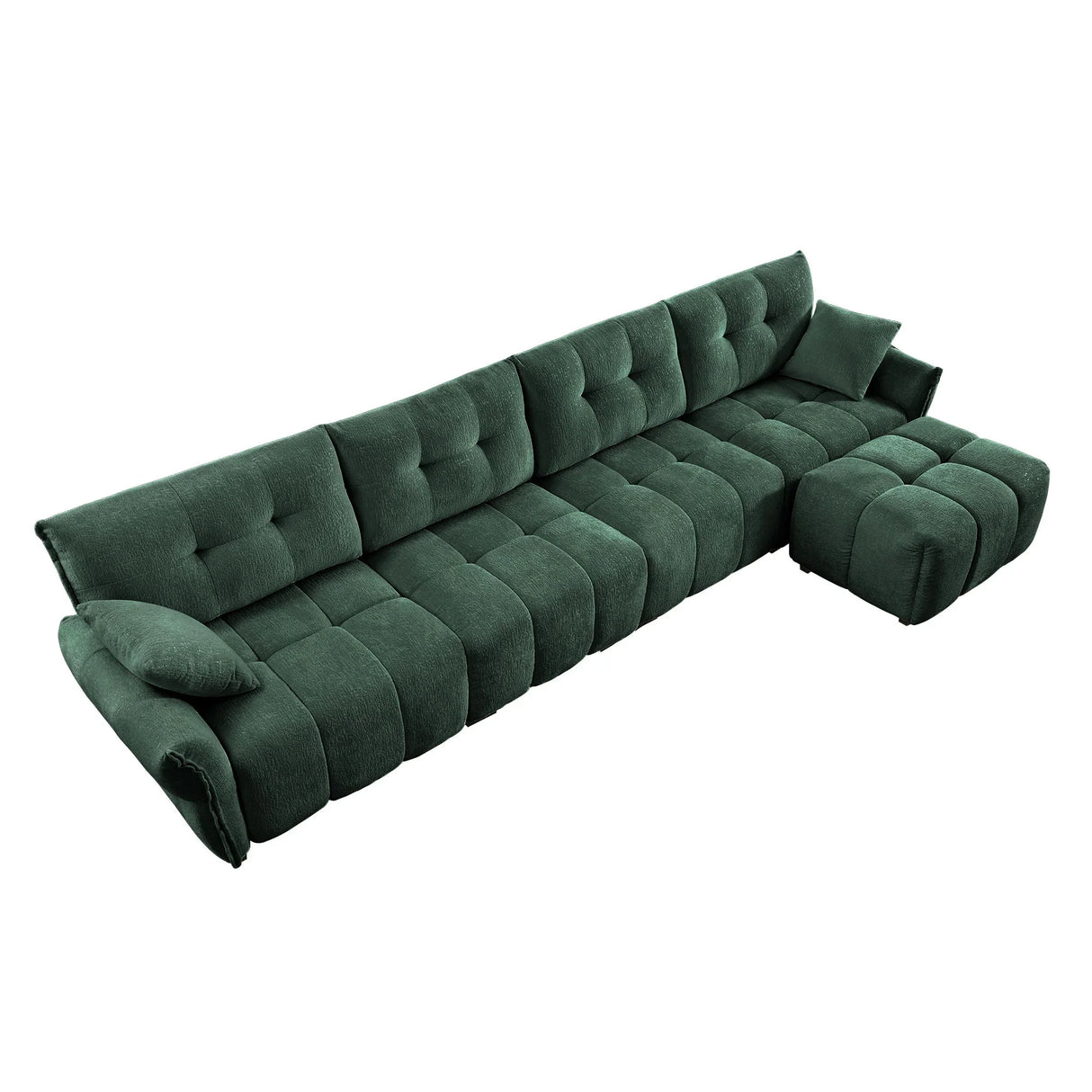 Sofa Set With Ottoman And Pillows, Textured, High Resilience Cushions - Furniture Home Direct