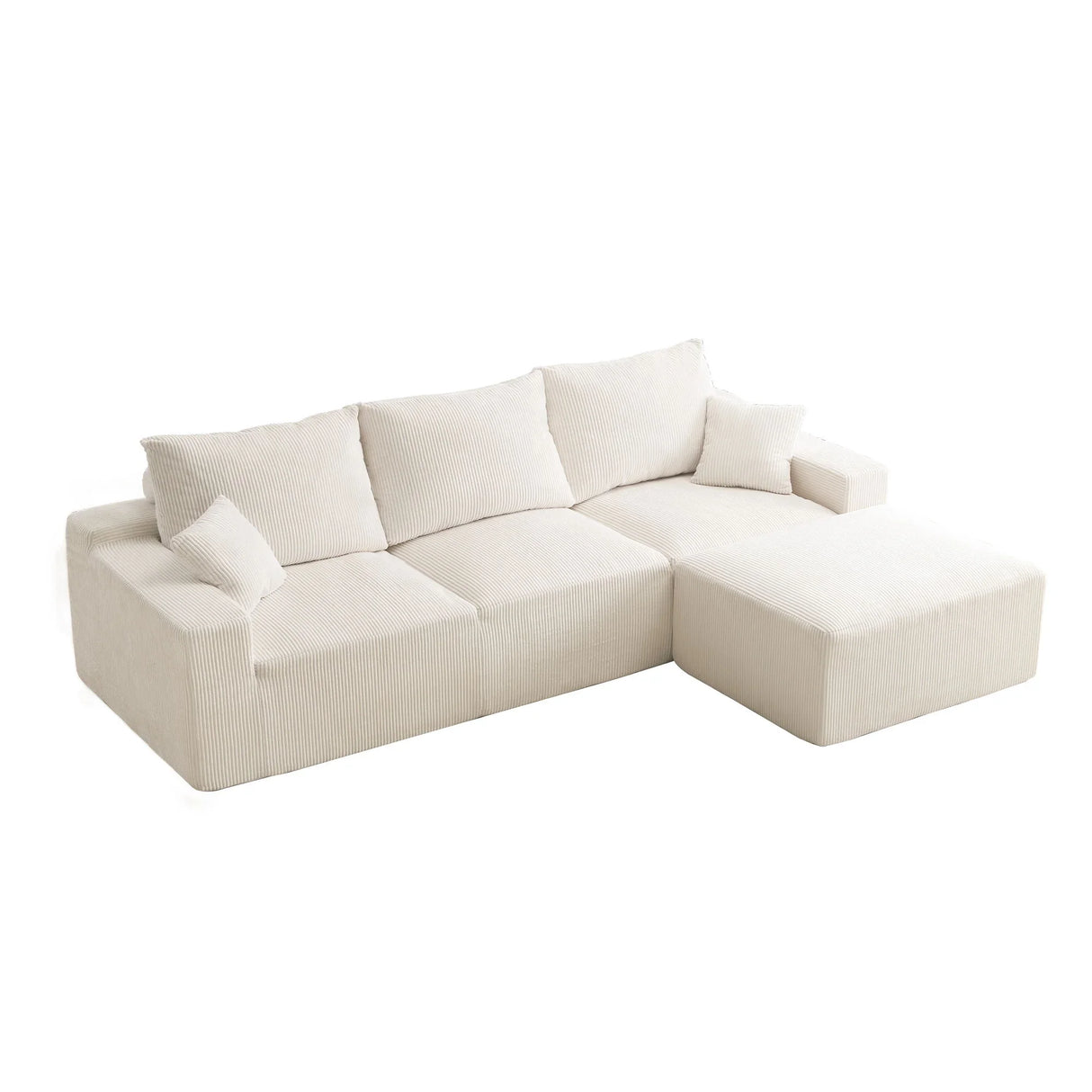 L Shaped Sectional Sofa, Full Compression 3 Seater Cloud Couch With Chaise - Furniture Home Direct