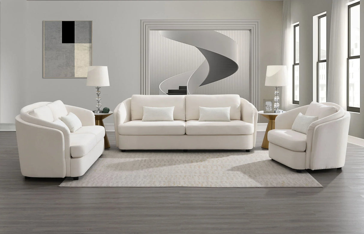 Mariko - 3 Piece Living Room Set Sofa Loveseat Chair - Beige - Furniture Home Direct