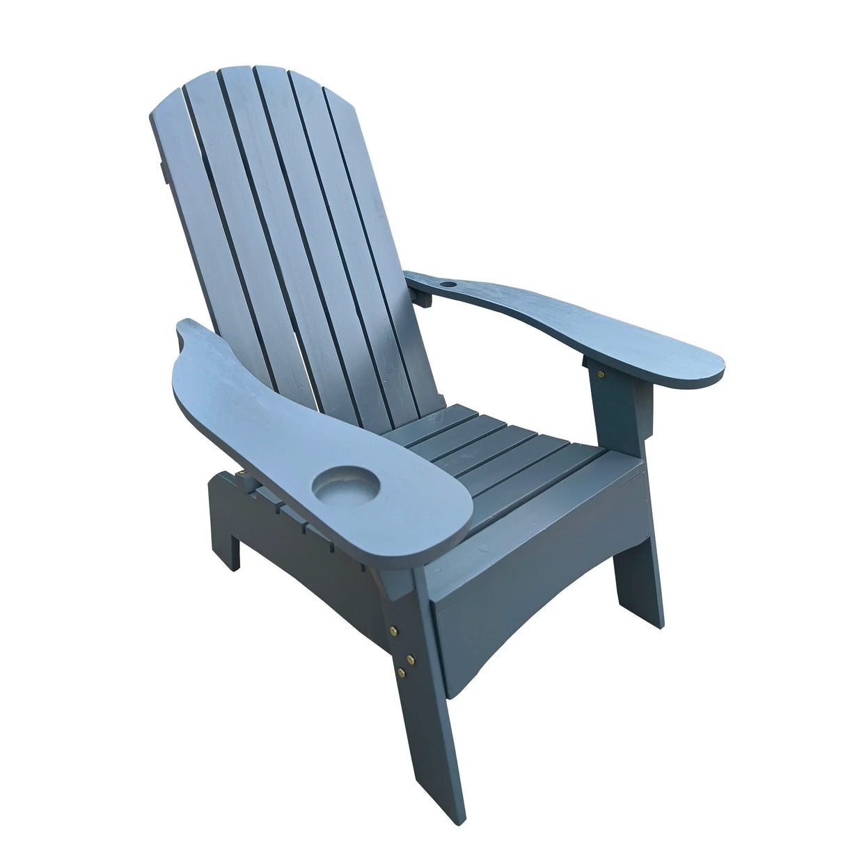 Outdoor Or Indoor Wood Adirondack Chair With An Hole To Hold Umbrella, On The Arm - Furniture Home Direct