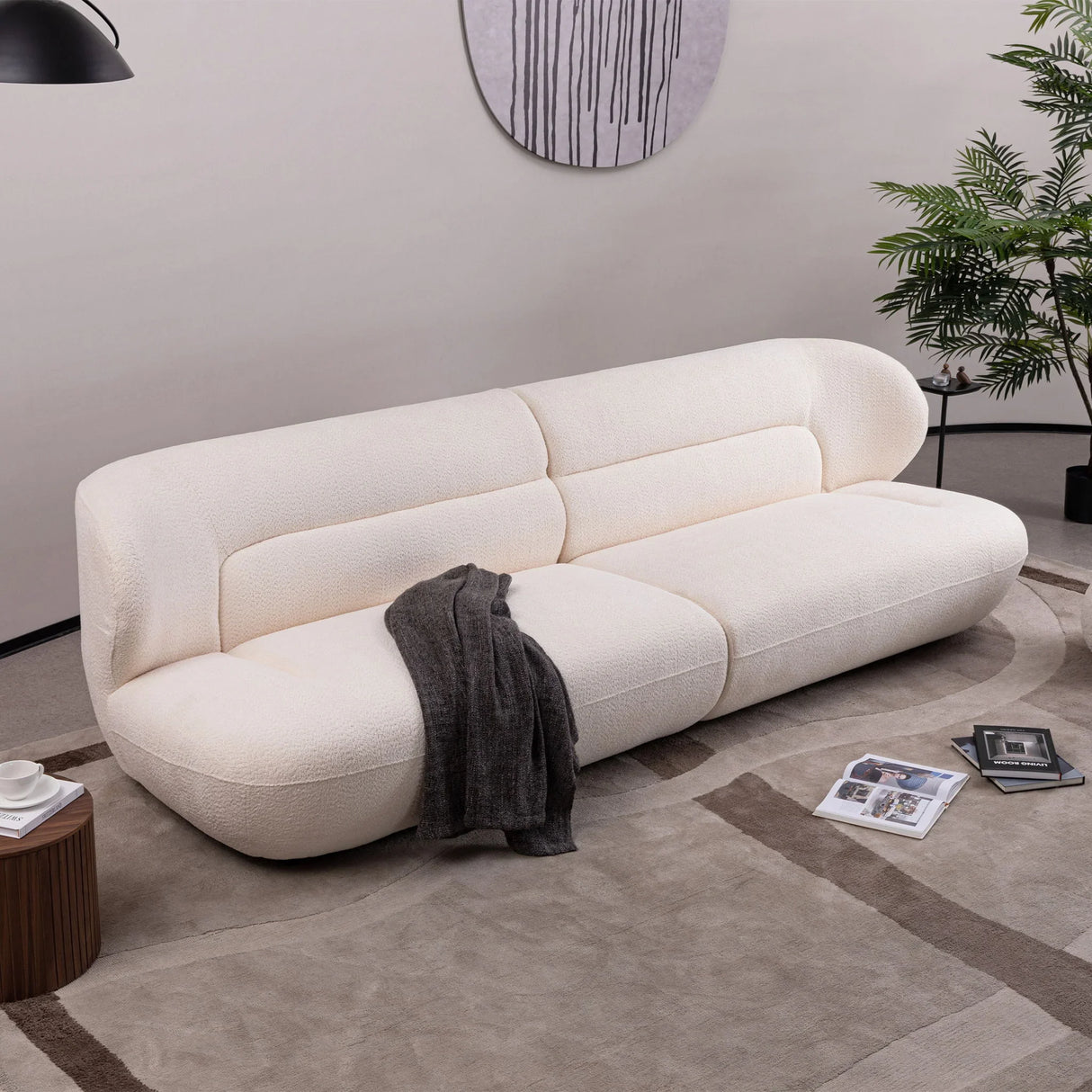 Modern Fashion Yp40116W Circular Curve Design Sofa, 4 Seater For Office & Bedroom - White - Furniture Home Direct