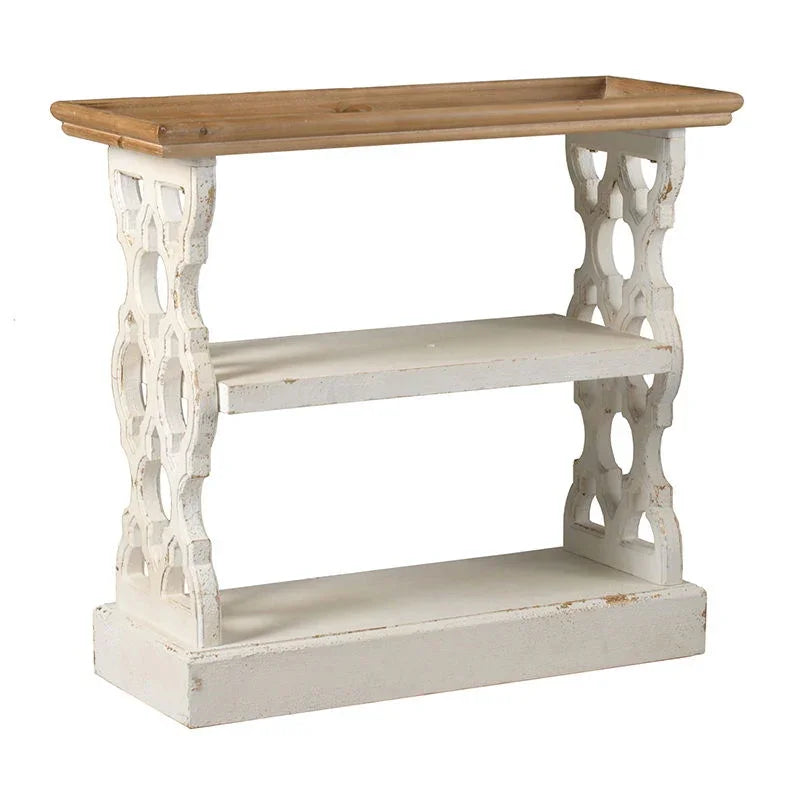 Distressed Wood Shelf Tray, French Country Console Table - Brown / Antique White - Furniture Home Direct